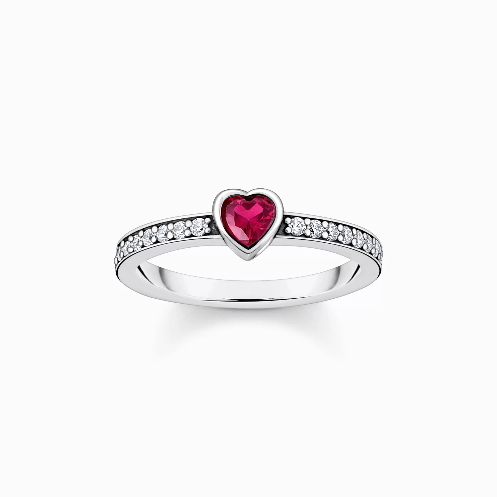 THOMAS SABO Silver solitaire ring with red heart-shaped stone-Women Rings | 925 Silver