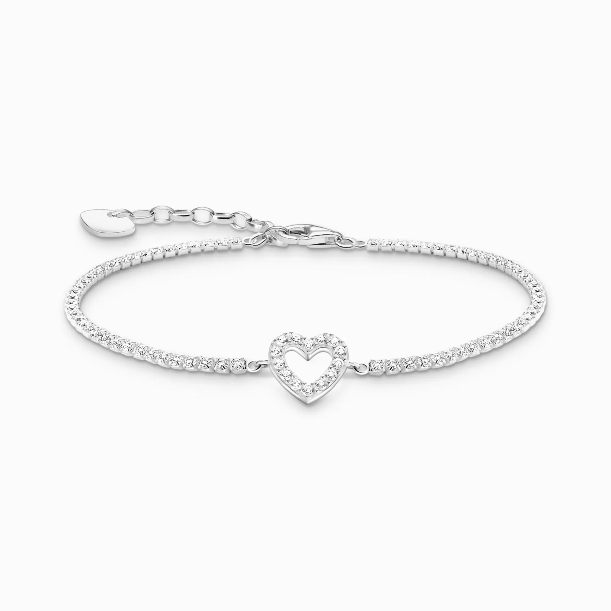 THOMAS SABO Silver tennis bracelet Heart with white stones-Women Bracelets