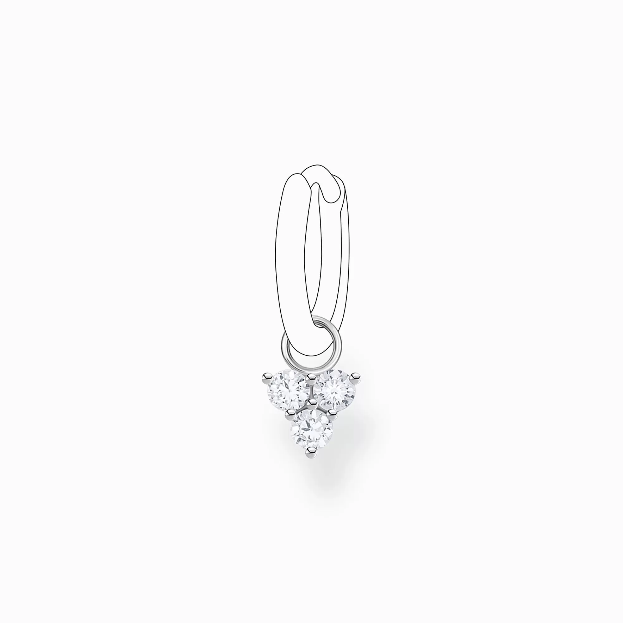 THOMAS SABO Single ear pendant white stones, silver-Women Hoop Earrings