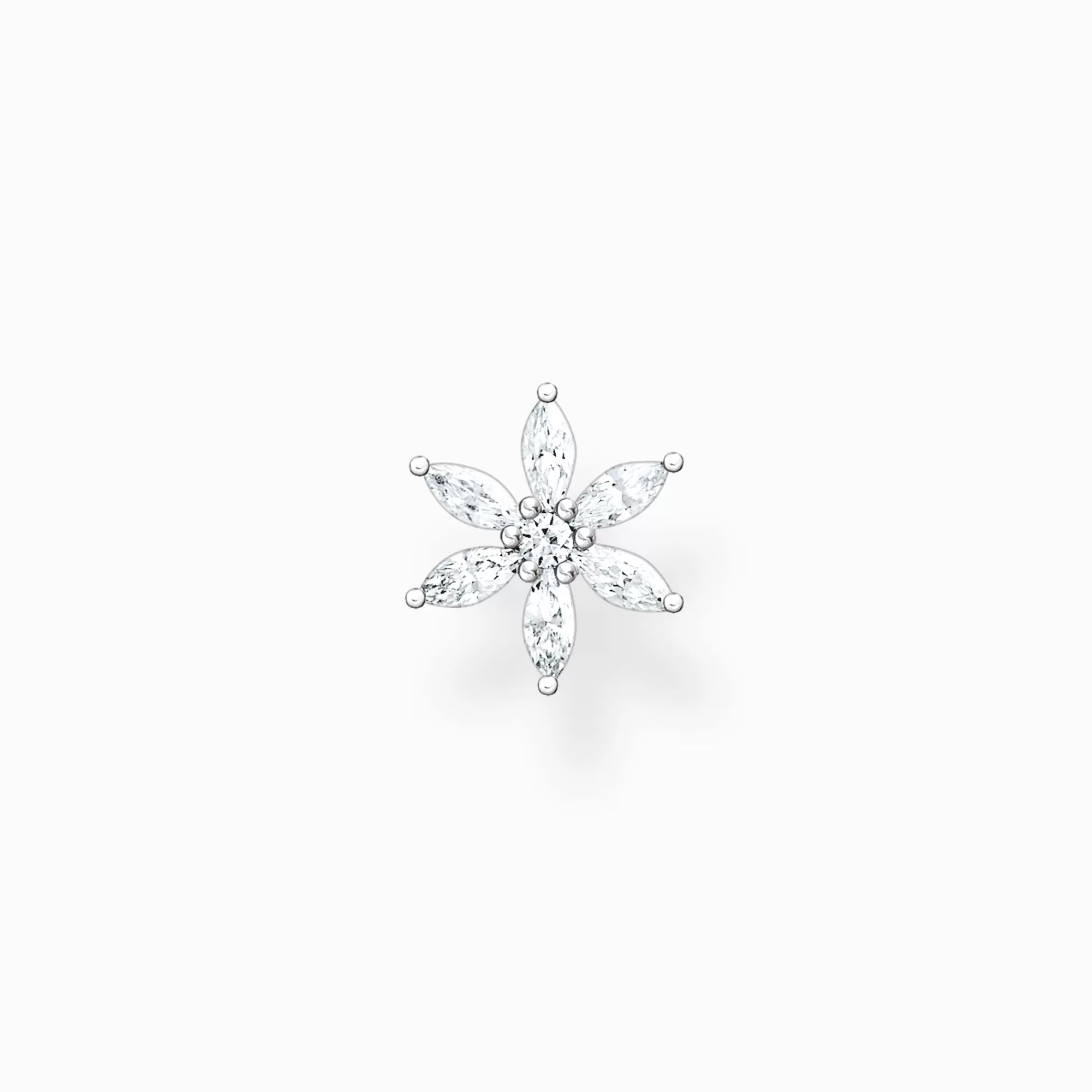 THOMAS SABO Single ear stud flower white stones-Women Ear Studs