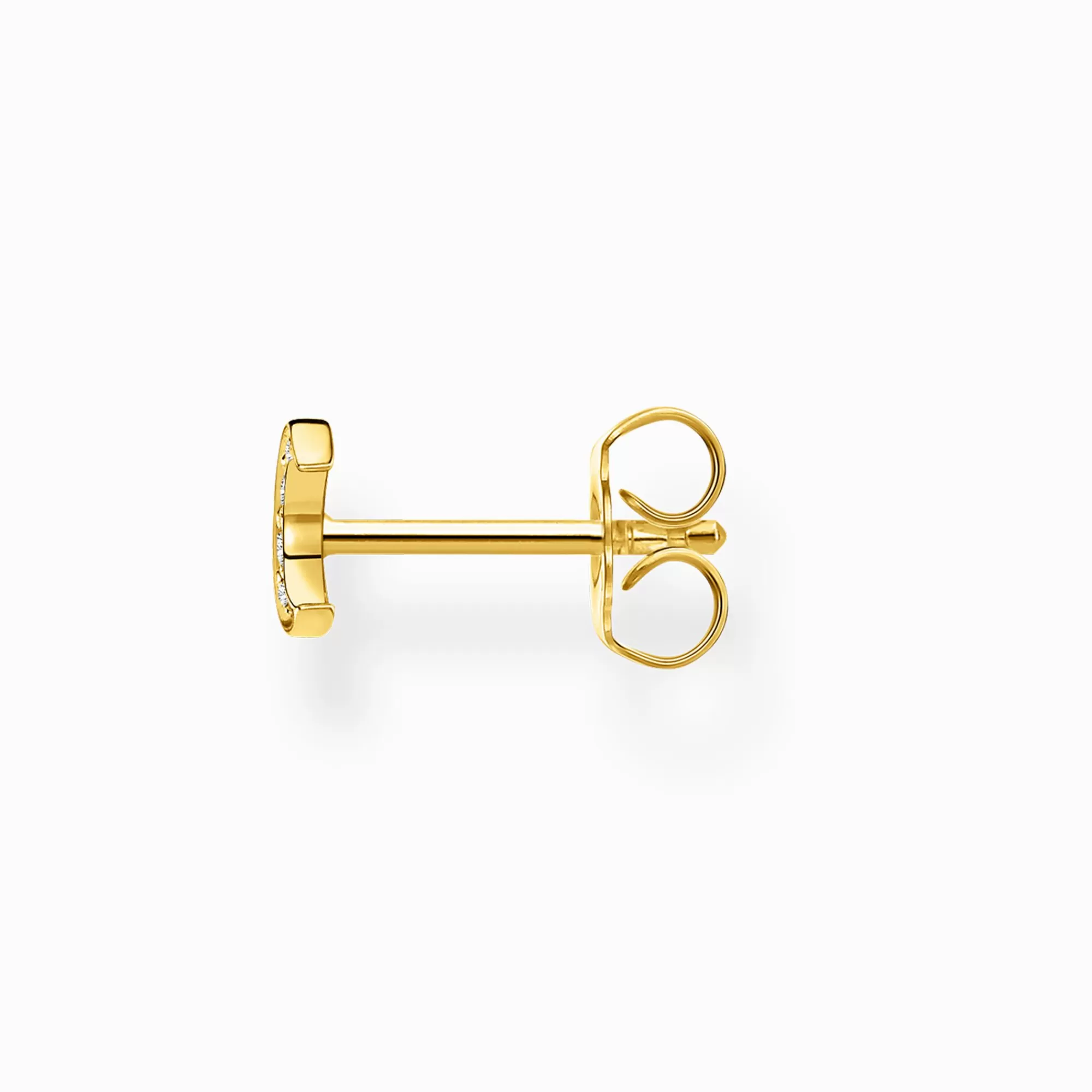 THOMAS SABO Single ear stud moon pavé gold-Women Ear Studs | 18-Carat Gold-Plating - 925 Silver