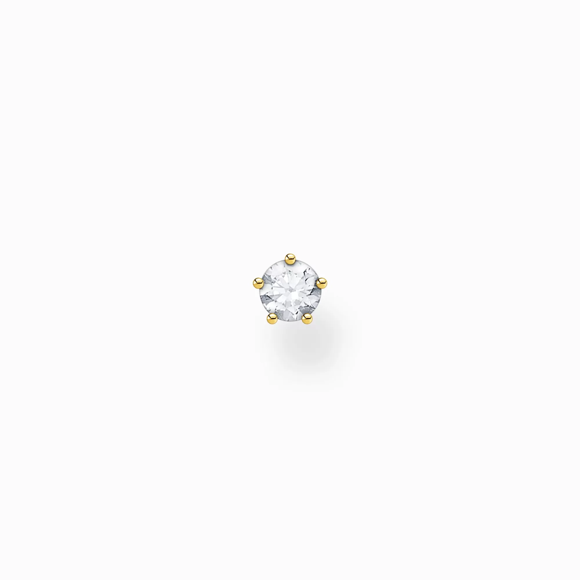 THOMAS SABO Single ear stud white stone gold-Women Ear Studs | 18-Carat Gold-Plating - 925 Silver