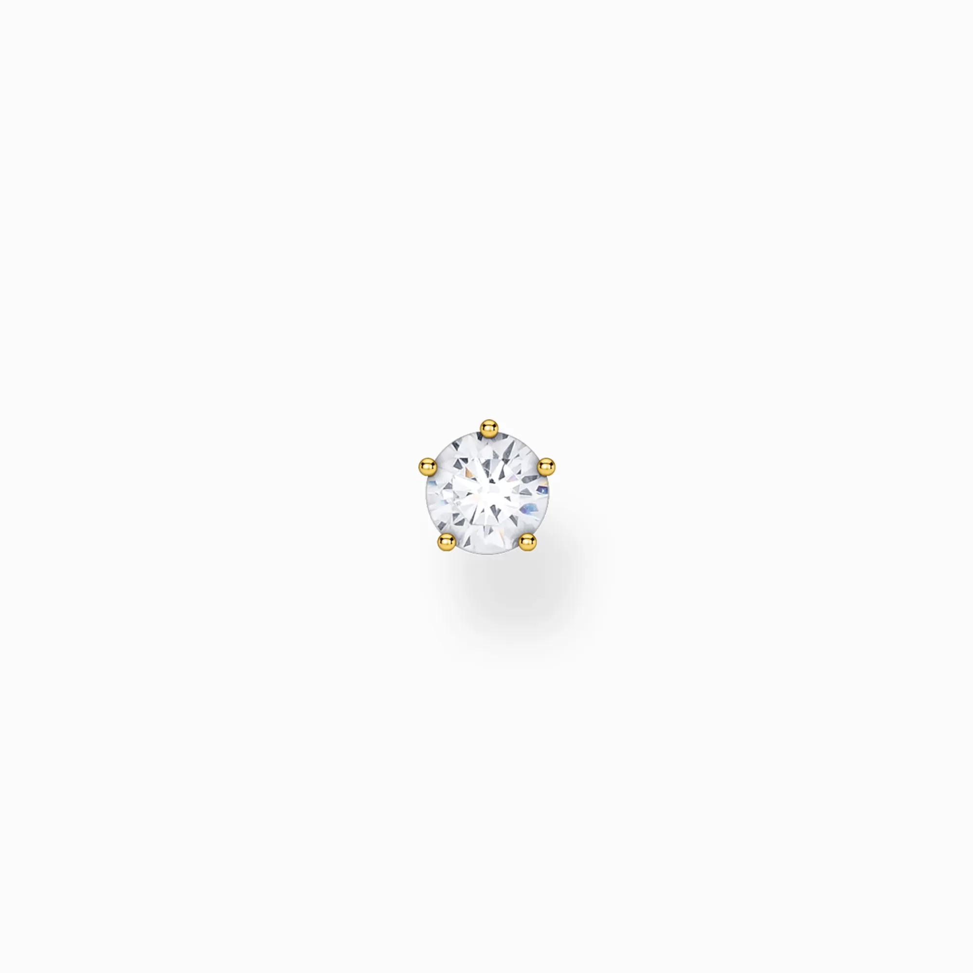 THOMAS SABO Single ear stud white stone gold-Women Ear Studs | 18-Carat Gold-Plating - 925 Silver