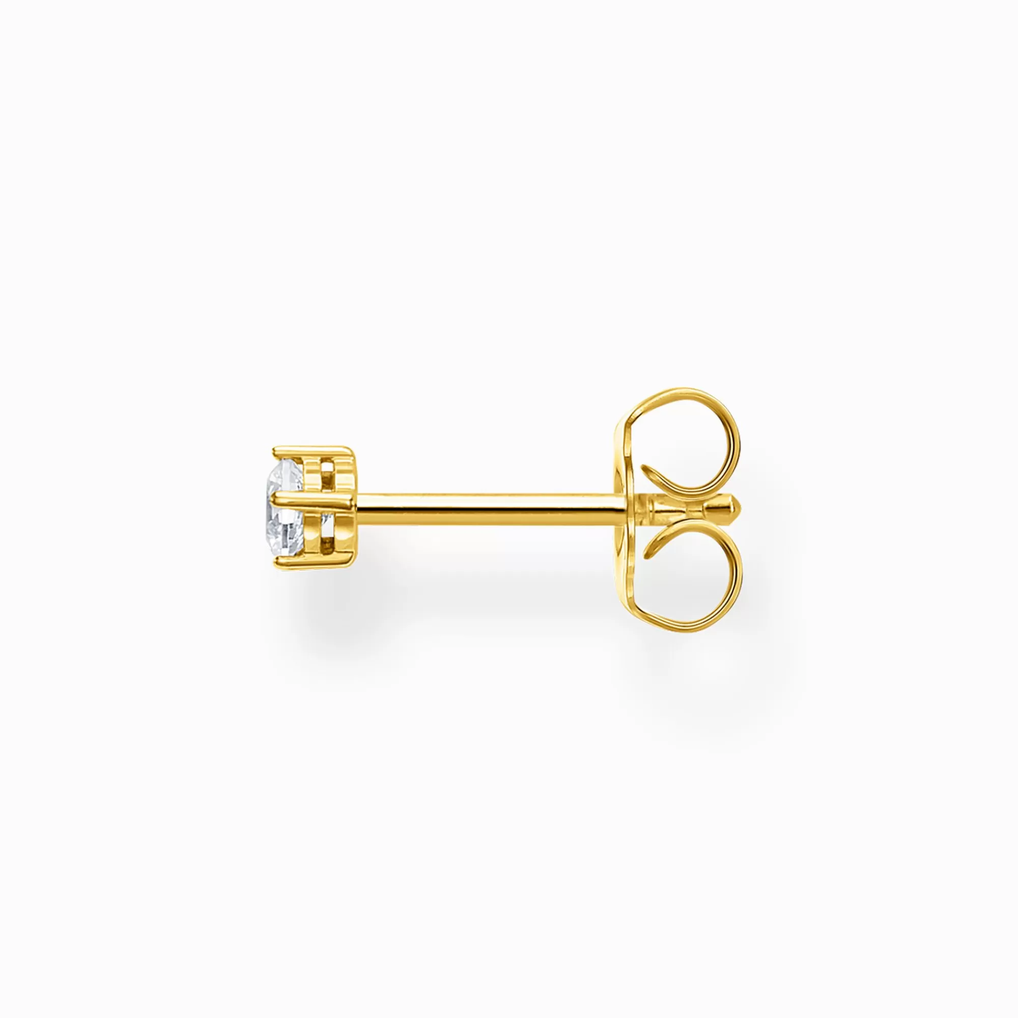 THOMAS SABO Single ear stud white stone gold-Women Ear Studs | 18-Carat Gold-Plating - 925 Silver