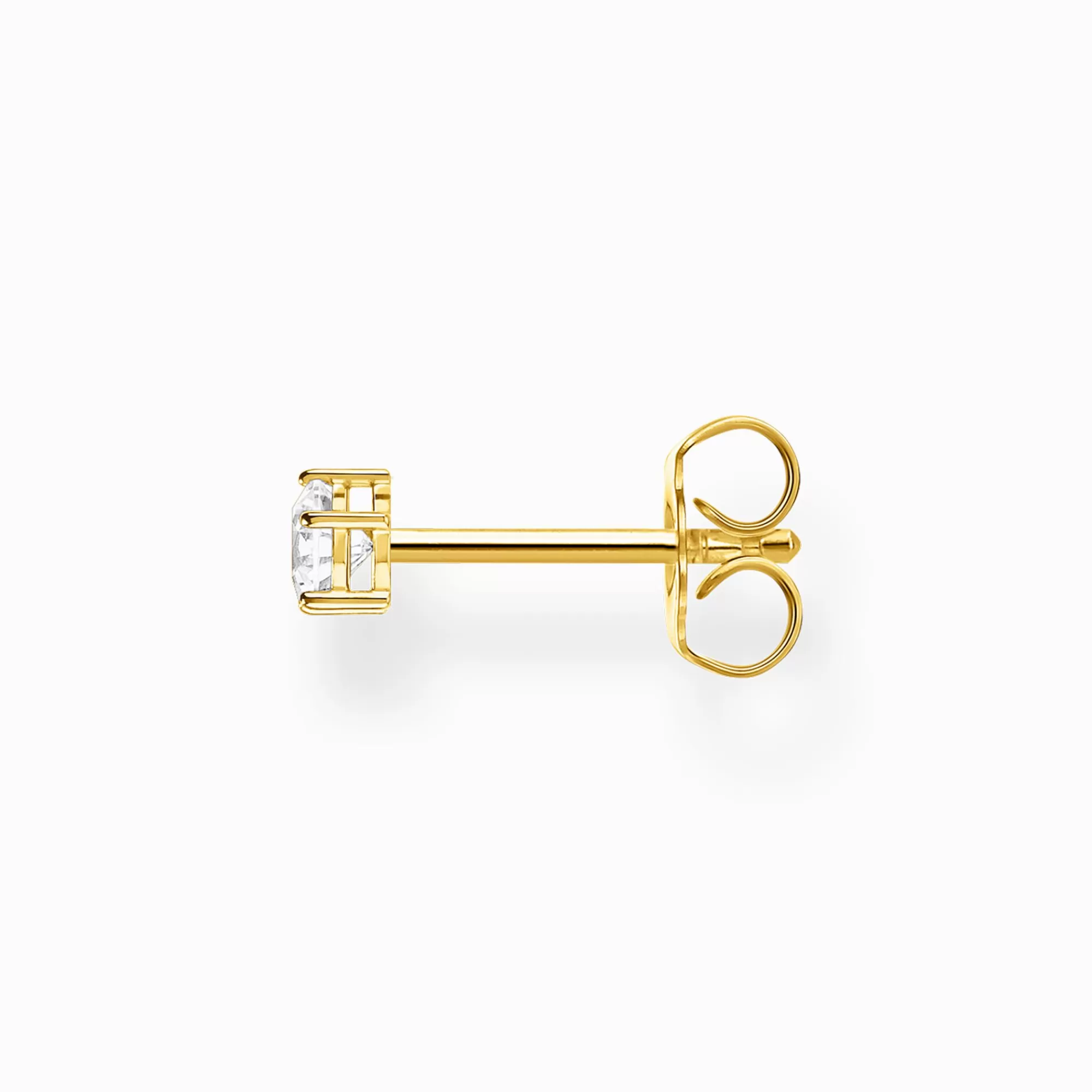 THOMAS SABO Single ear stud white stone gold-Women Ear Studs | 18-Carat Gold-Plating - 925 Silver