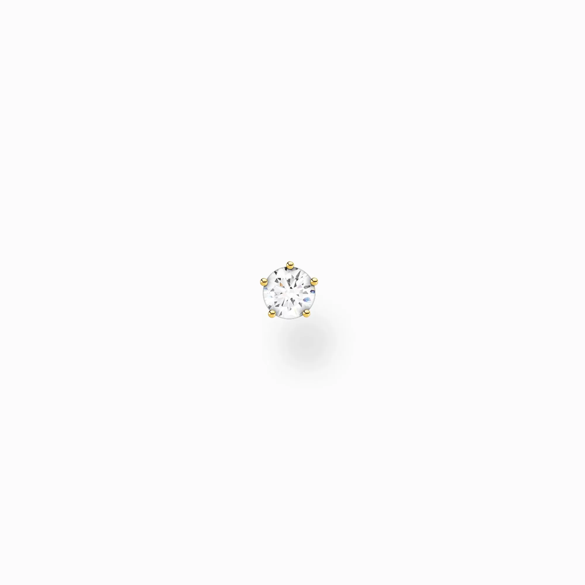 THOMAS SABO Single ear stud white stone small gold-Women Ear Studs | 18-Carat Gold-Plating - 925 Silver