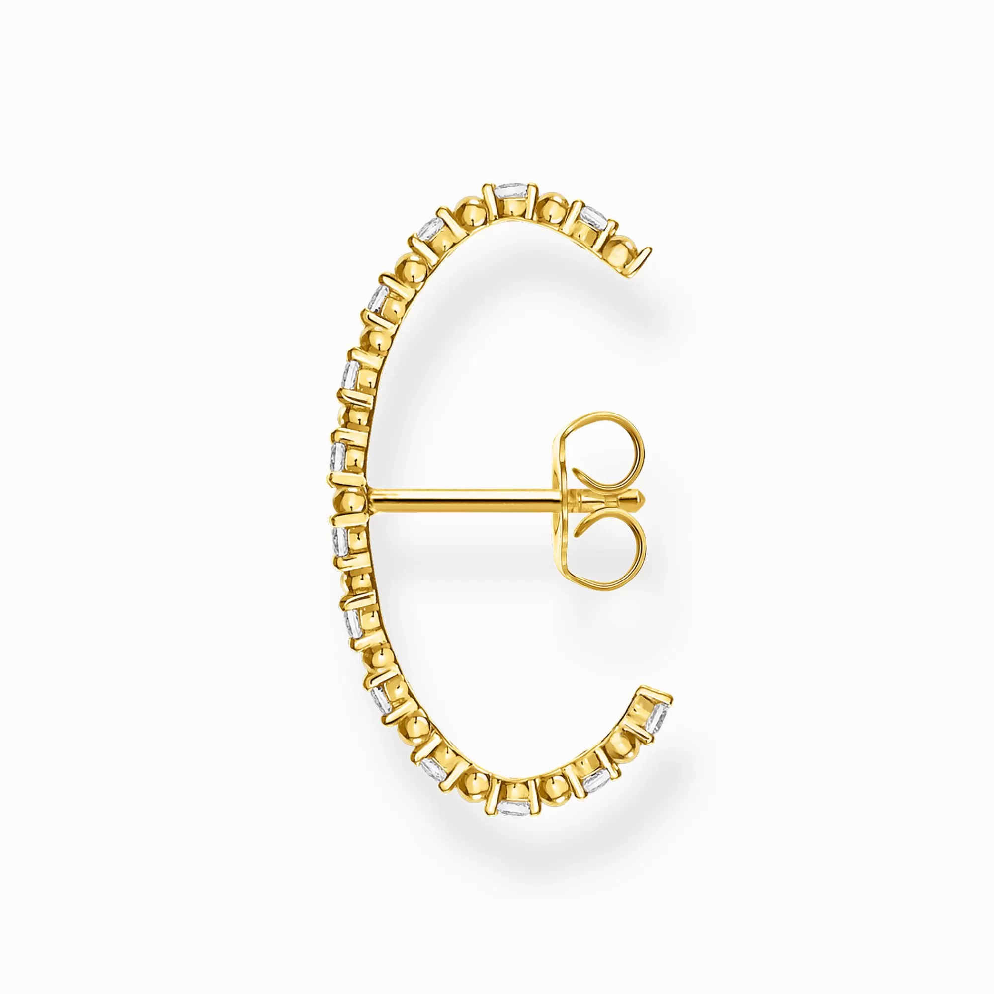 THOMAS SABO Single ear stud white stones gold-Women Ear Studs | 18-Carat Gold-Plating - 925 Silver