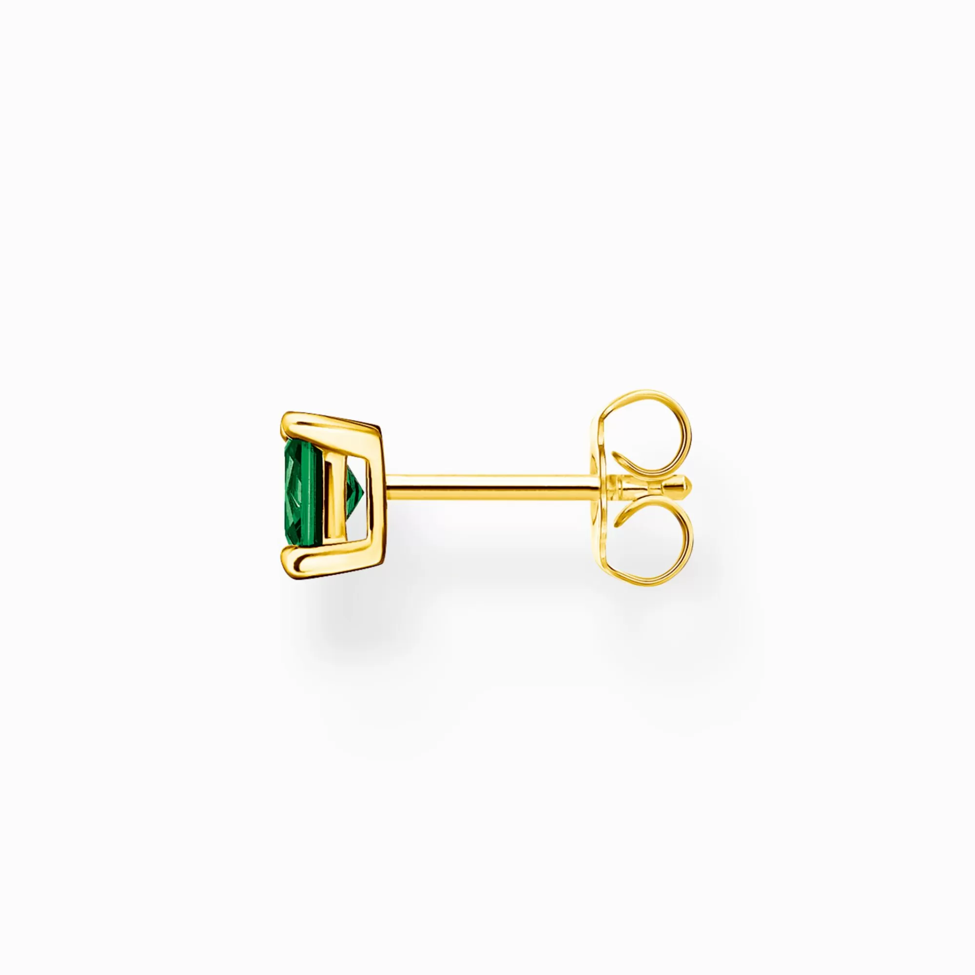 THOMAS SABO Single ear stud with green stone gold-Women Ear Studs