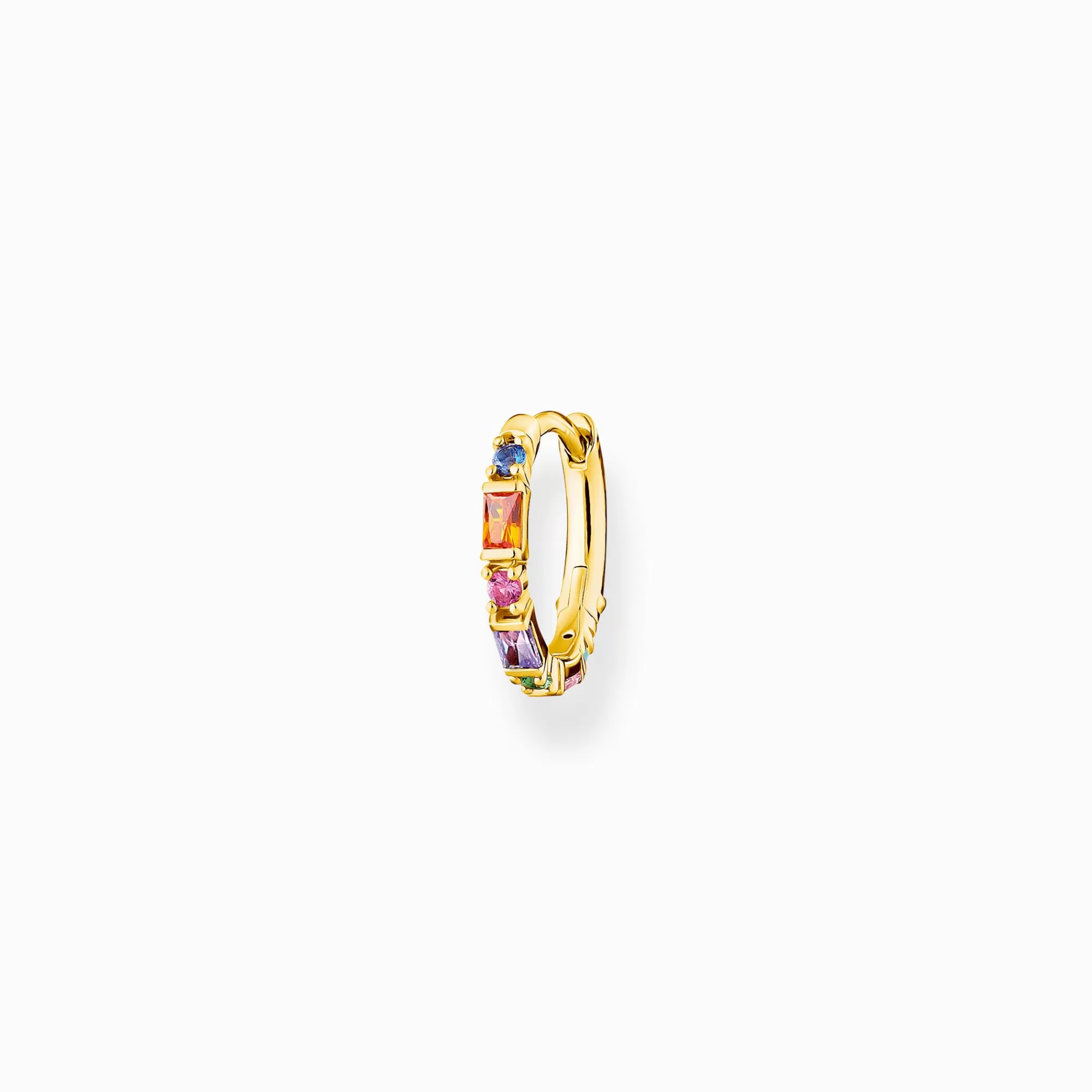 THOMAS SABO Single hoop earring colourful stones, gold-Women Hoop Earrings