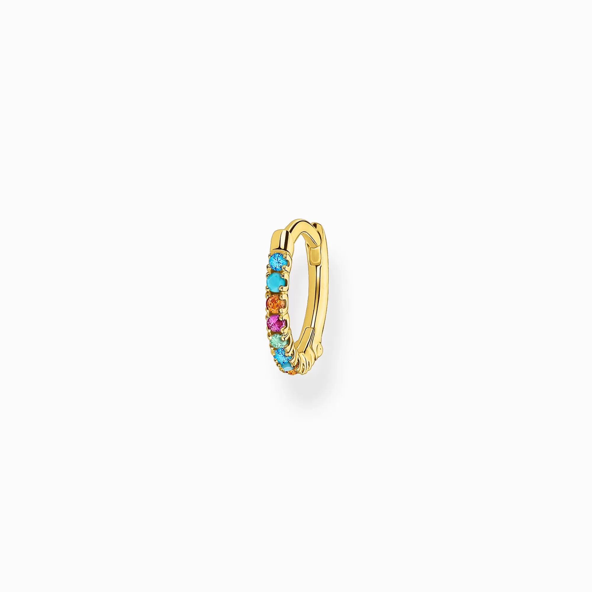 THOMAS SABO Single hoop earring colourful stones, gold-Women Hoop Earrings | 18-Carat Gold-Plating - 925 Silver