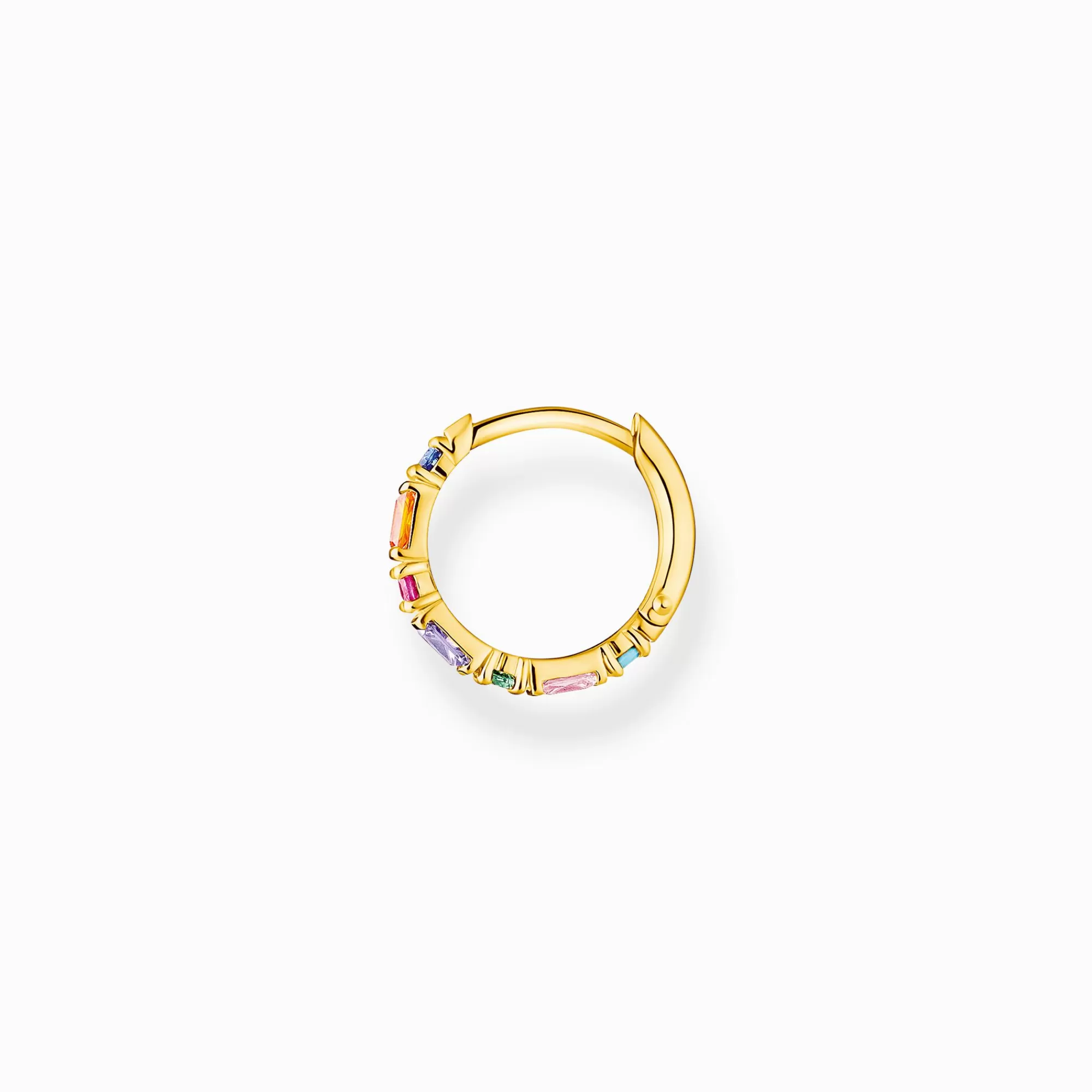 THOMAS SABO Single hoop earring colourful stones, gold-Women Hoop Earrings