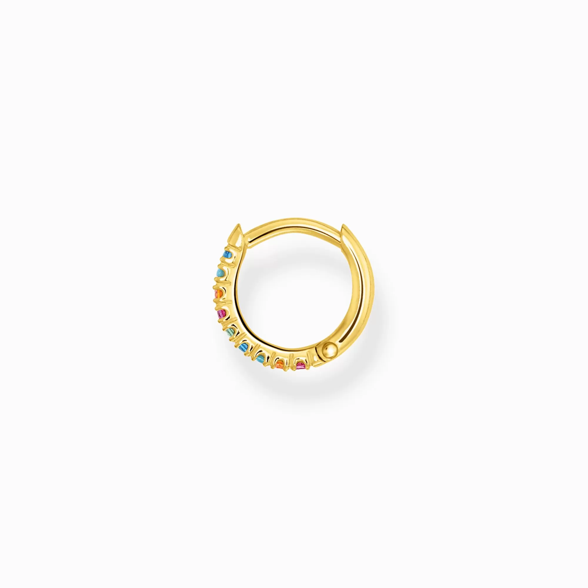 THOMAS SABO Single hoop earring colourful stones, gold-Women Hoop Earrings | 18-Carat Gold-Plating - 925 Silver