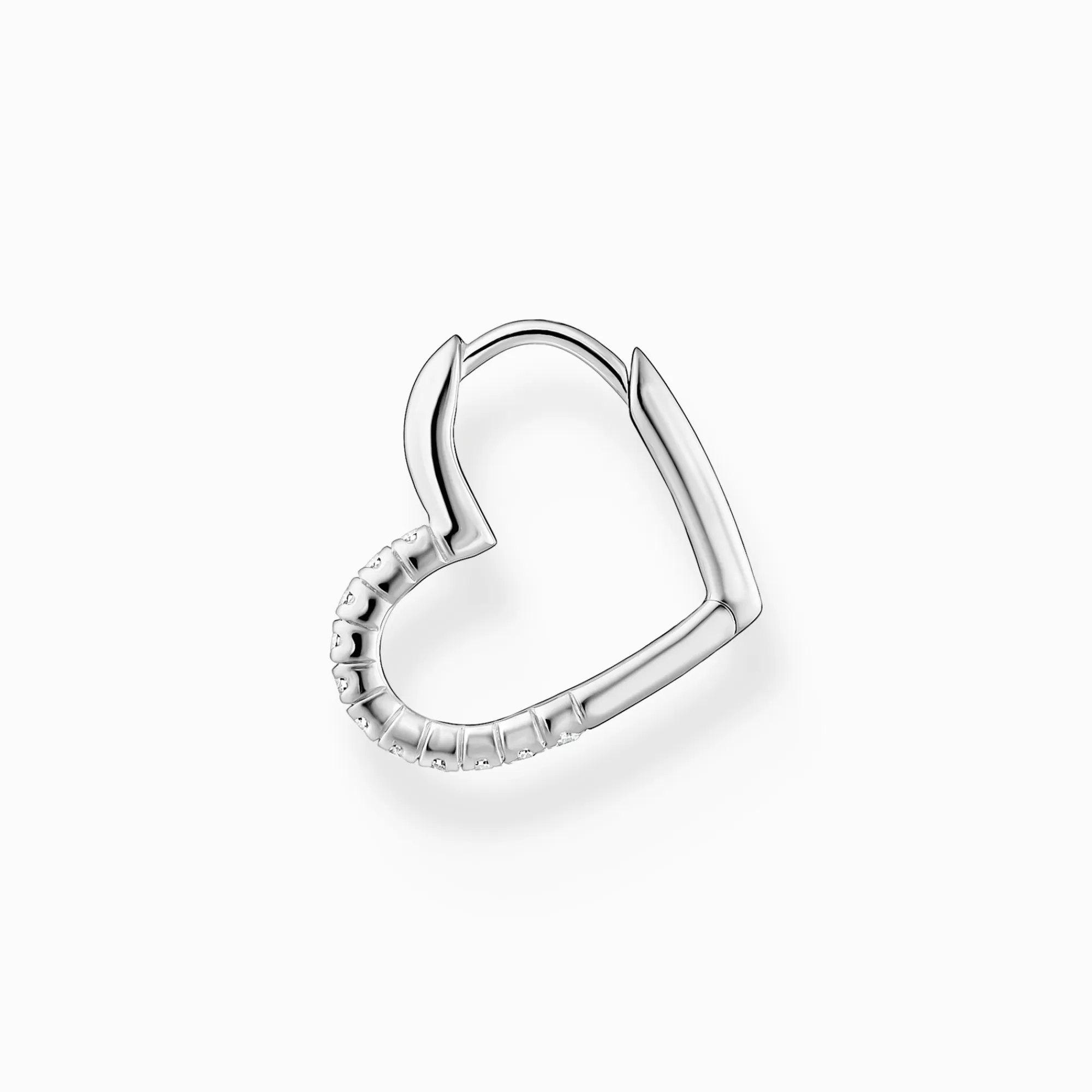 THOMAS SABO Single hoop earring heart with white stones silver-Women Hoop Earrings | 925 Silver