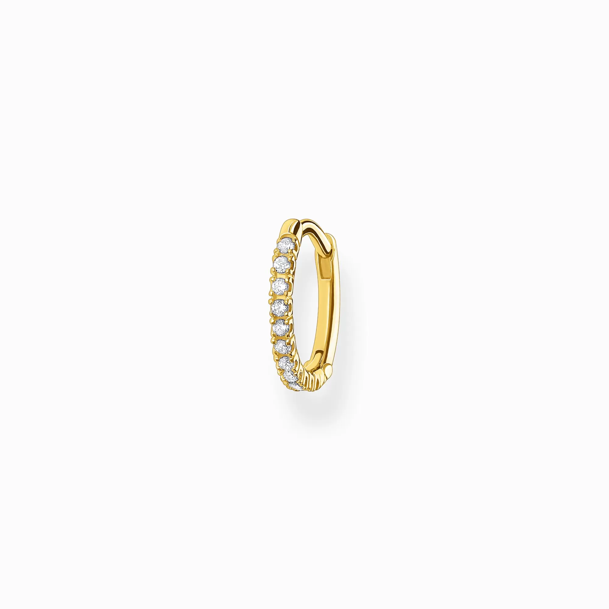 THOMAS SABO Single hoop earring white stones gold-Women Hoop Earrings | 18-Carat Gold-Plating - 925 Silver