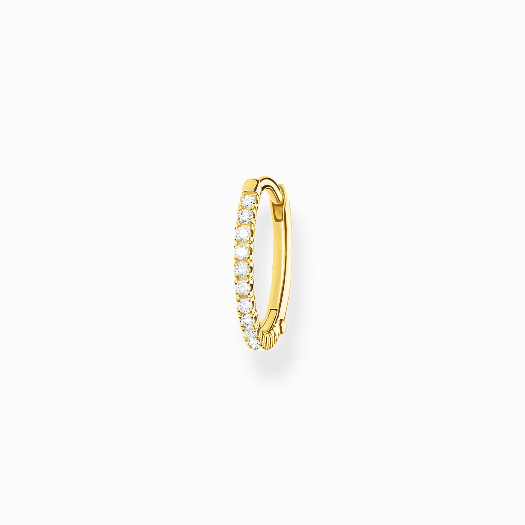 THOMAS SABO Single hoop earring white stones gold-Women Hoop Earrings | 18-Carat Gold-Plating - 925 Silver