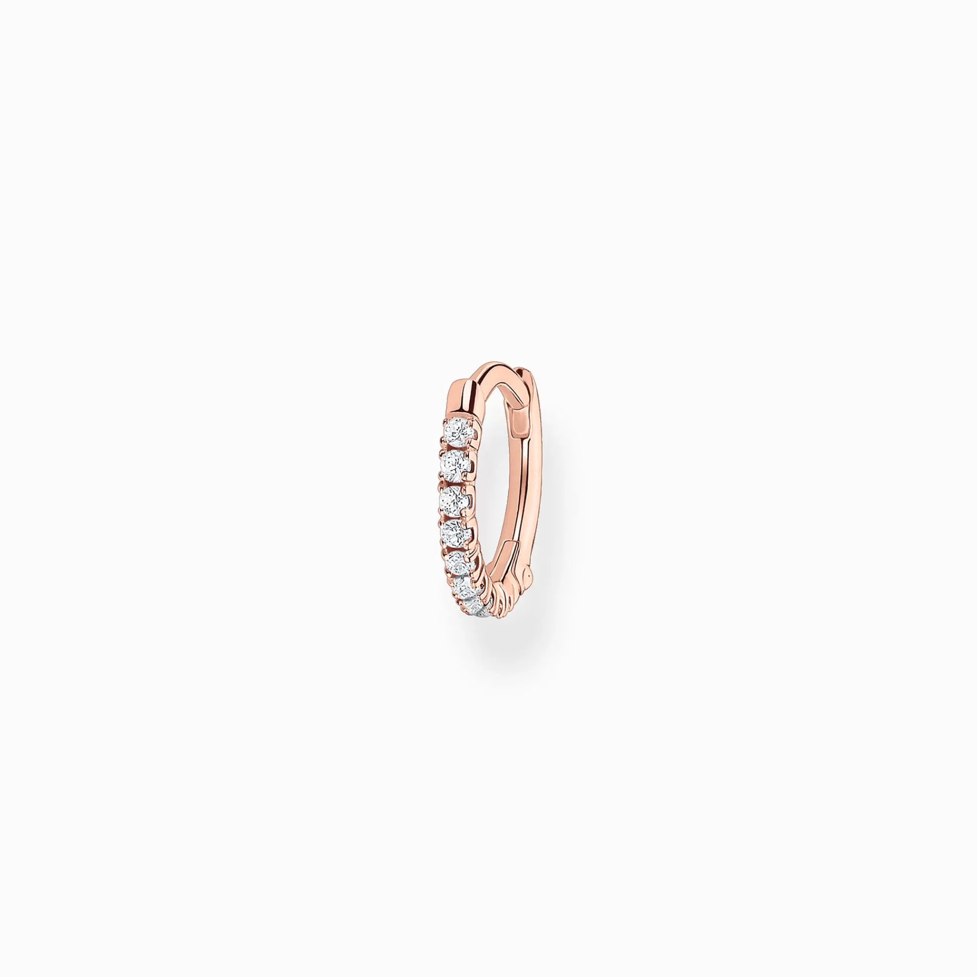 THOMAS SABO Single hoop earring white stones rose gold-Women Hoop Earrings | 18-Carat Rose Gold Plating - 925 Silver