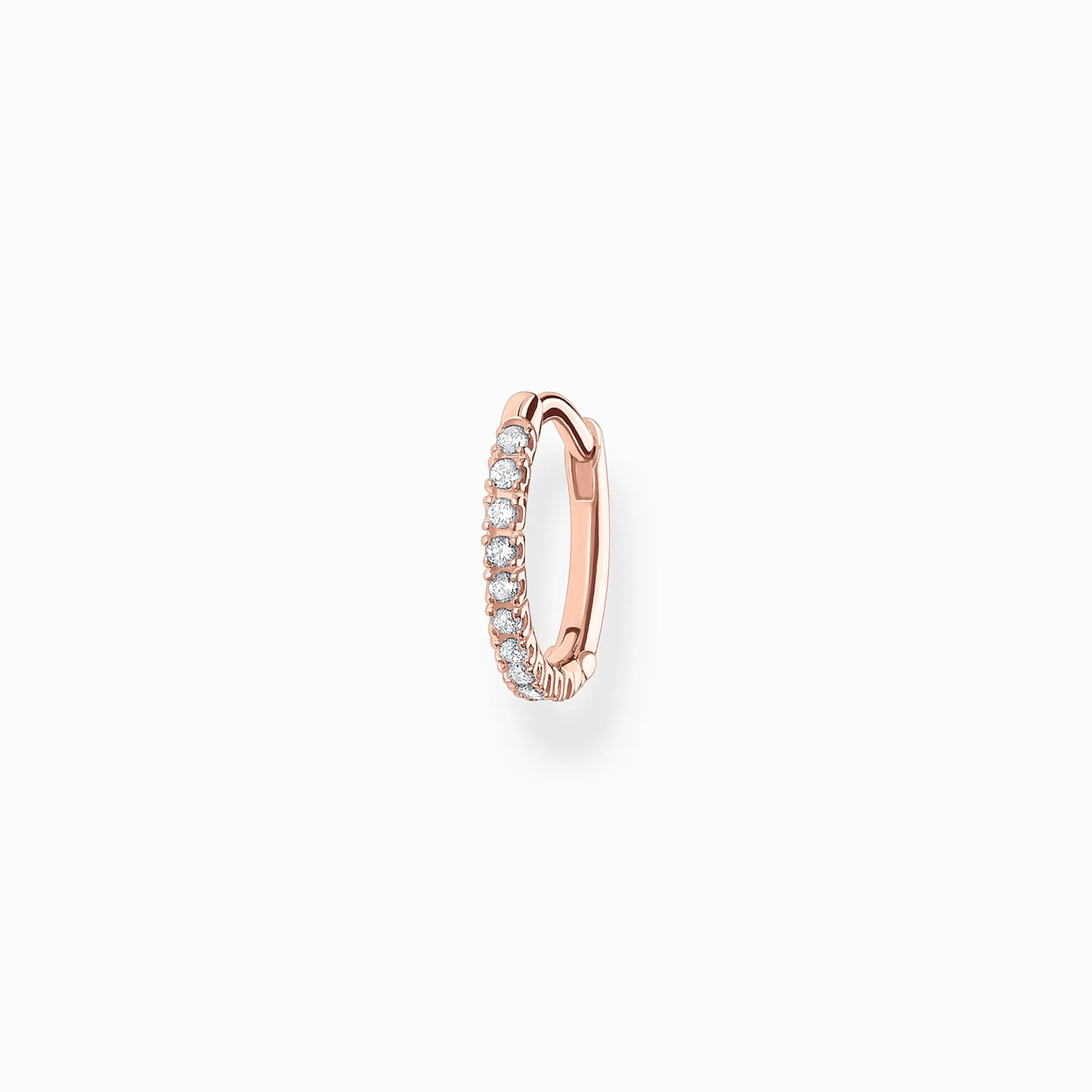 THOMAS SABO Single hoop earring white stones rose gold-Women Hoop Earrings | 18-Carat Rose Gold Plating - 925 Silver