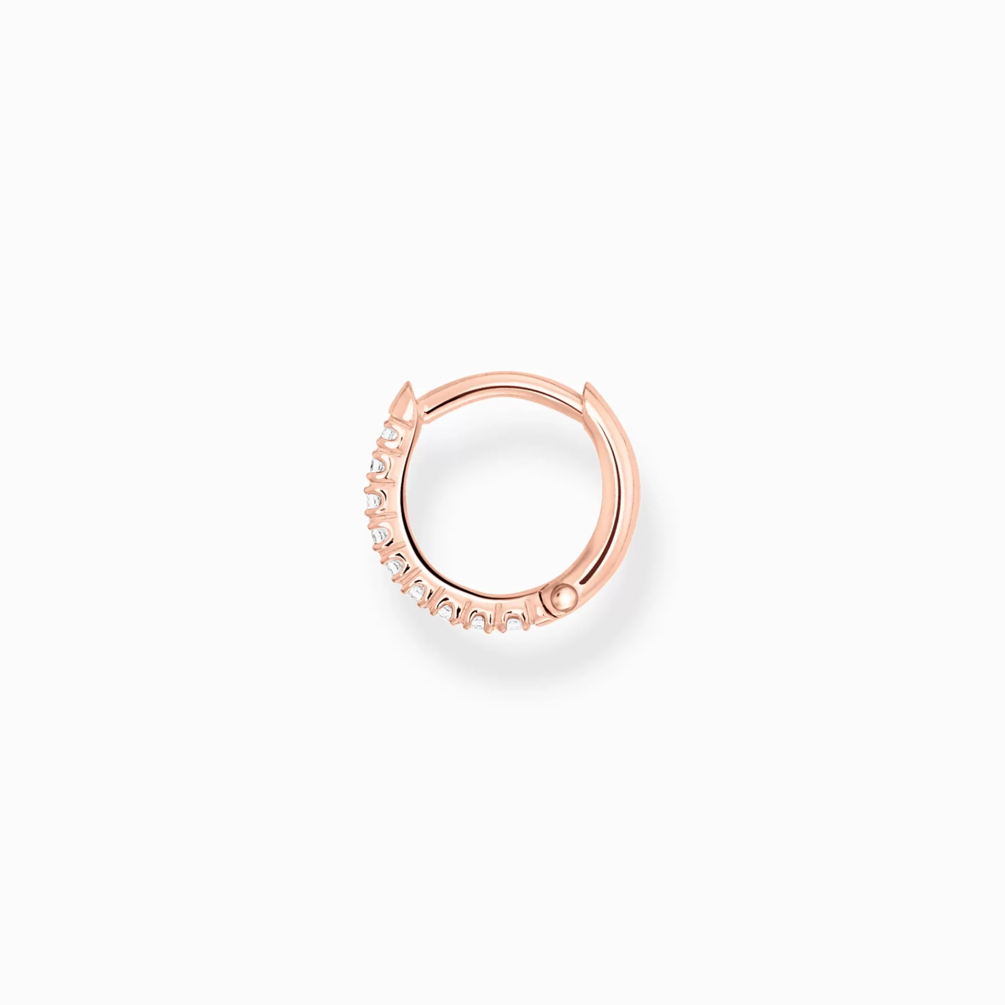 THOMAS SABO Single hoop earring white stones rose gold-Women Hoop Earrings | 18-Carat Rose Gold Plating - 925 Silver