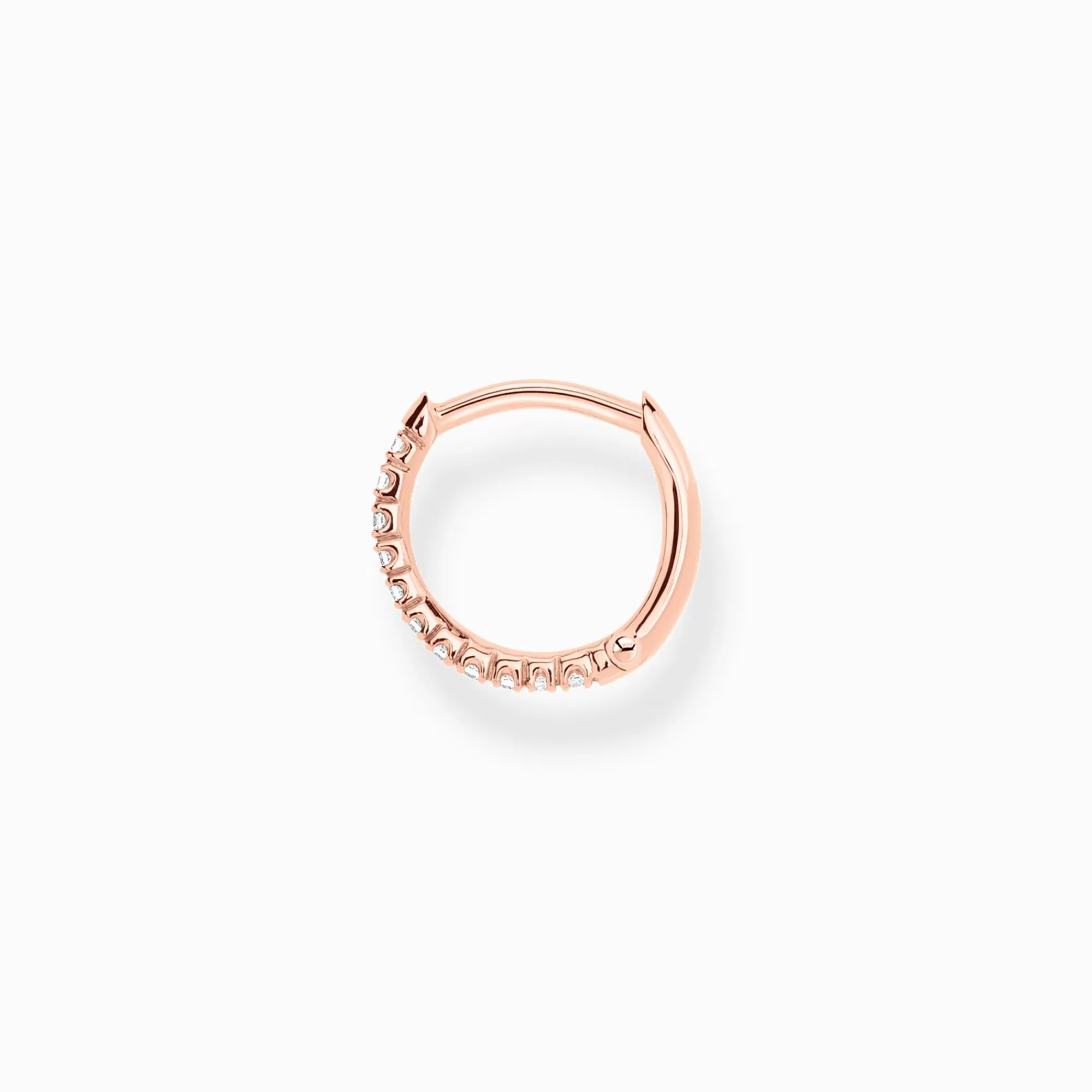 THOMAS SABO Single hoop earring white stones rose gold-Women Hoop Earrings | 18-Carat Rose Gold Plating - 925 Silver