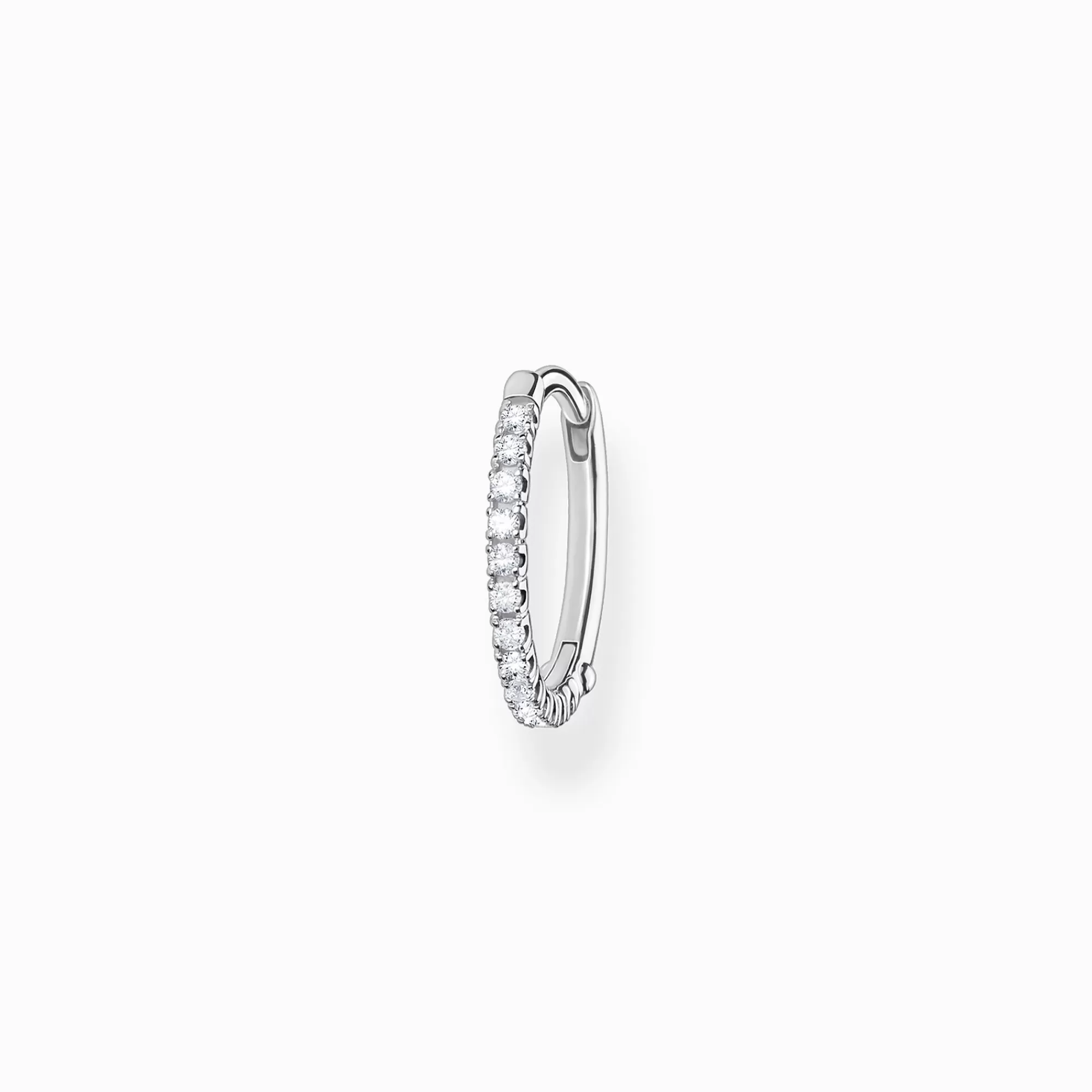 THOMAS SABO Single hoop earring white stones, silver-Women Hoop Earrings | 925 Silver