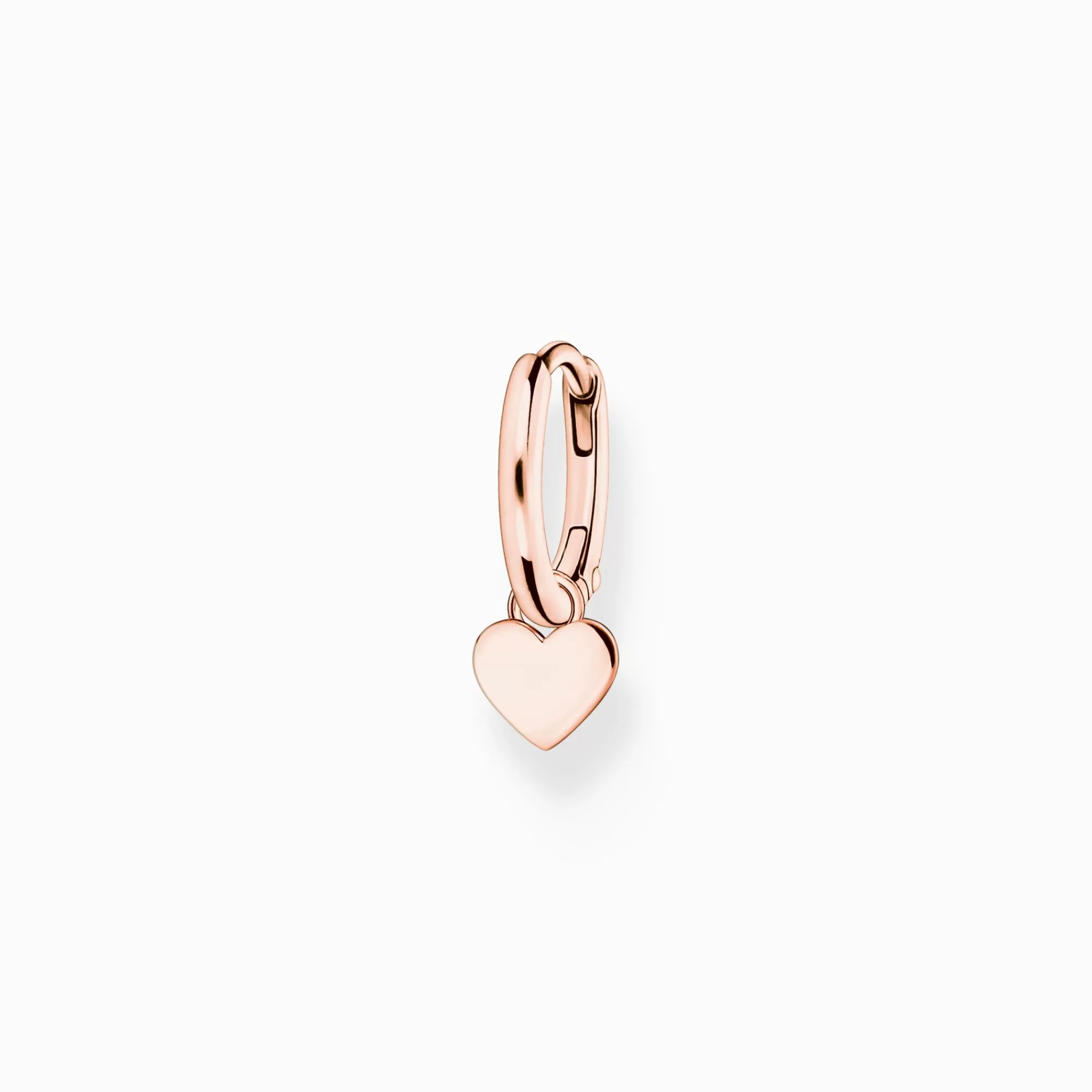 THOMAS SABO Single hoop earring with heart pendant rose gold-Women Hoop Earrings | 18-Carat Rose Gold Plating - 925 Silver