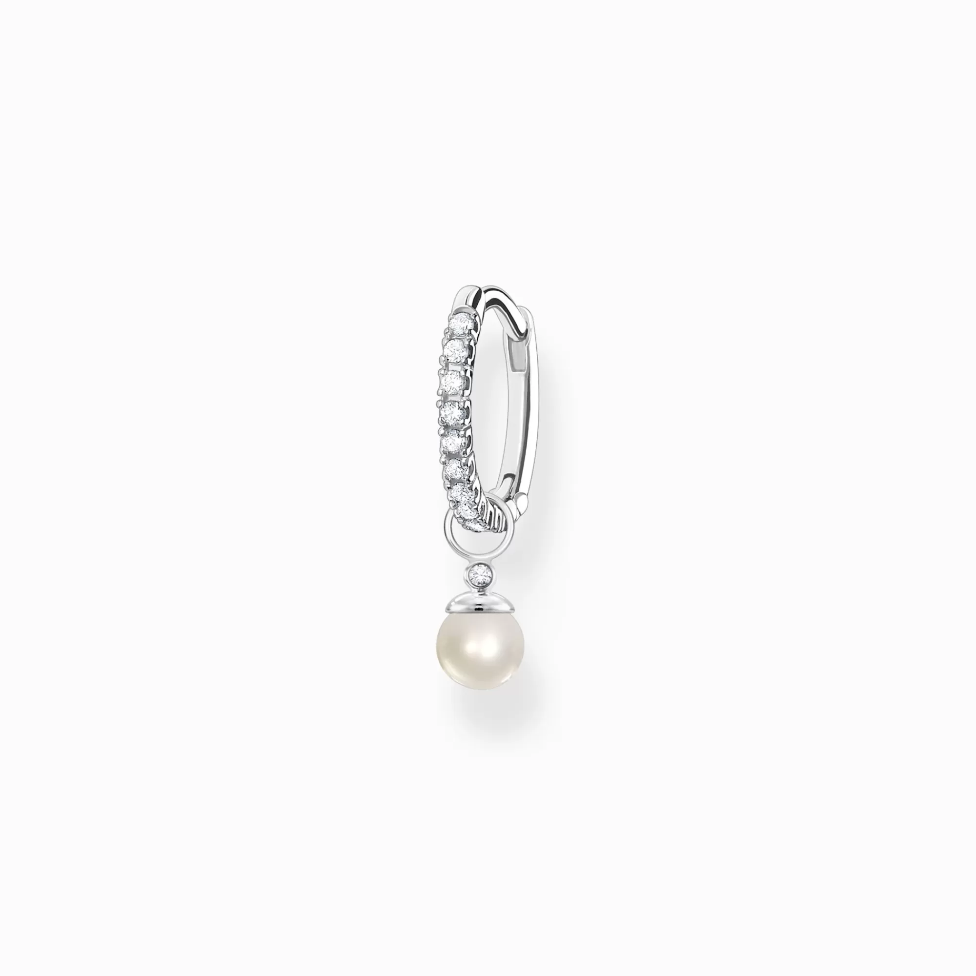 THOMAS SABO Single hoop earring with pearl pendant silver-Women Earrings | Hoop Earrings