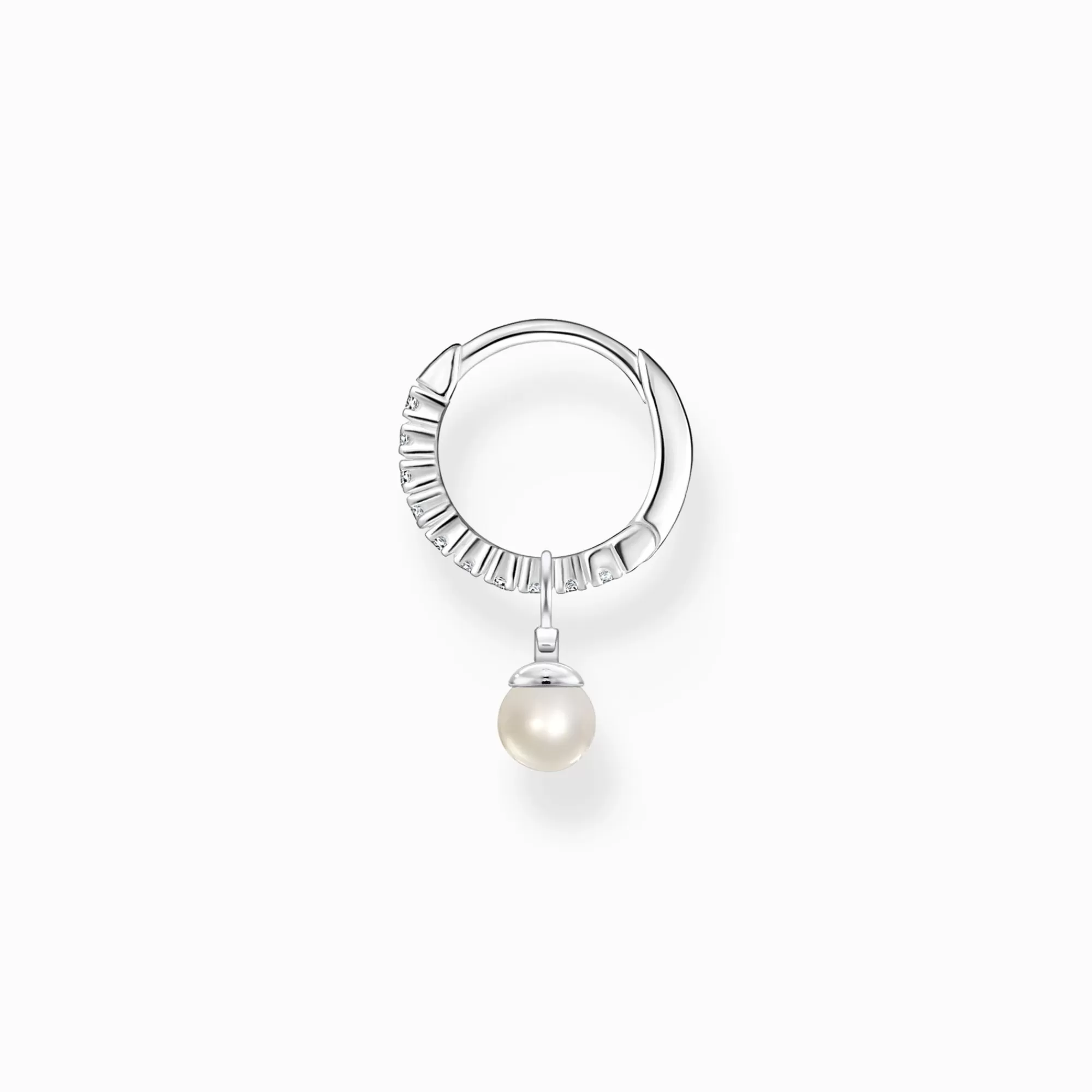 THOMAS SABO Single hoop earring with pearl pendant silver-Women Earrings | Hoop Earrings