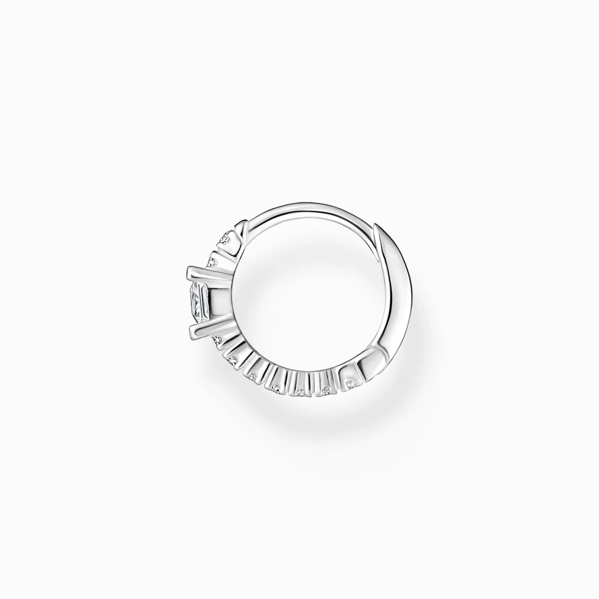 THOMAS SABO Single hoop earring with white stones silver-Women Hoop Earrings