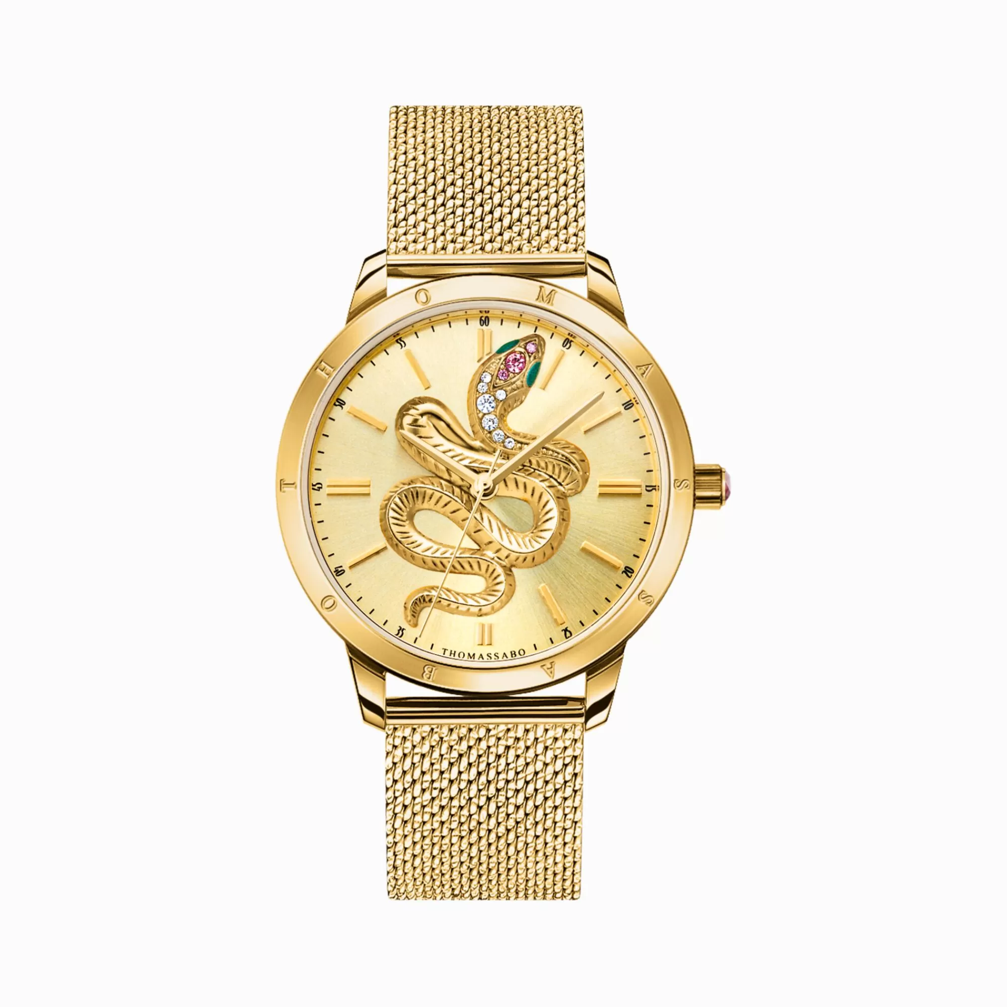 THOMAS SABO Women’s watch snake in 3D optics yellow gold-coloured-Women Watches | Ladies' Watches