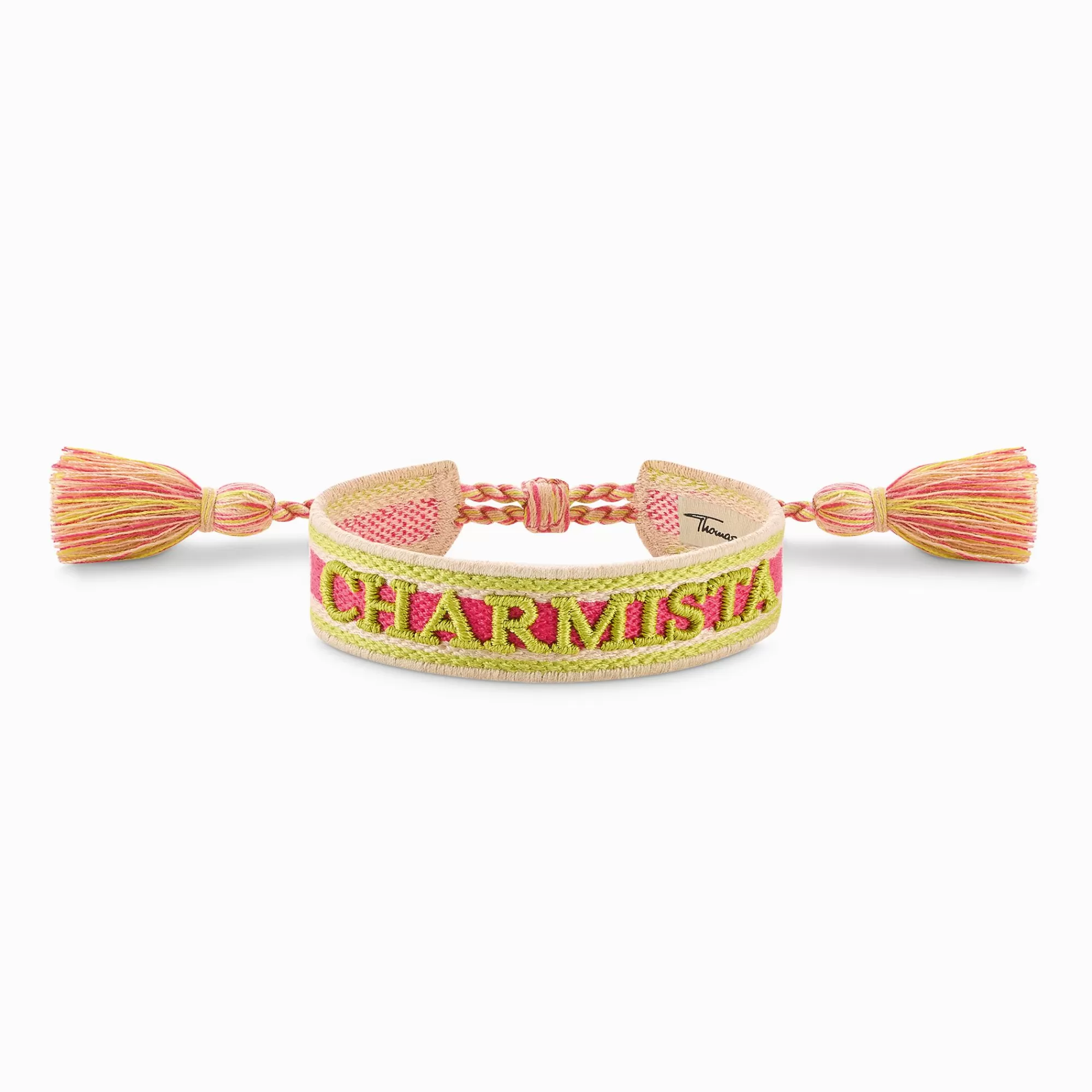 THOMAS SABO Woven bracelet CHARMISTA in pink, green & orange- Accessories