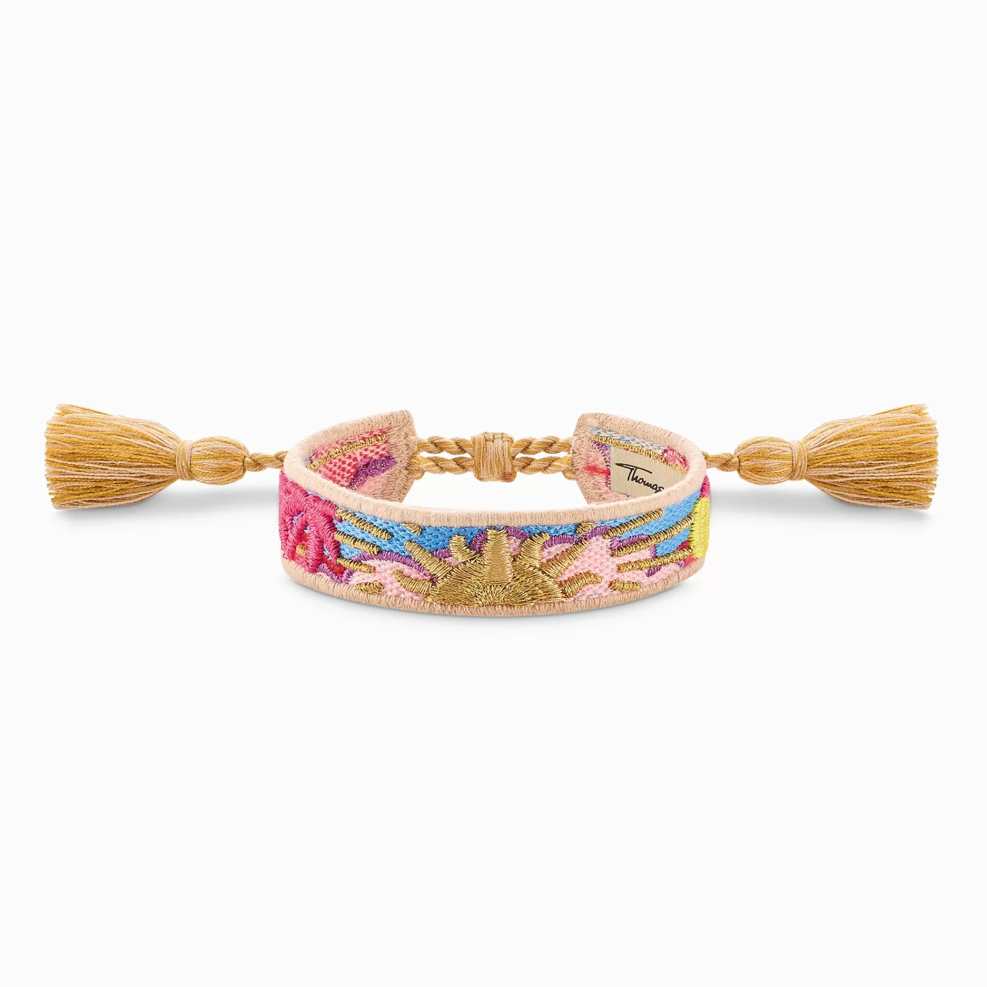 THOMAS SABO Woven bracelet with various ornaments in pink, blue, green & gold- Accessories