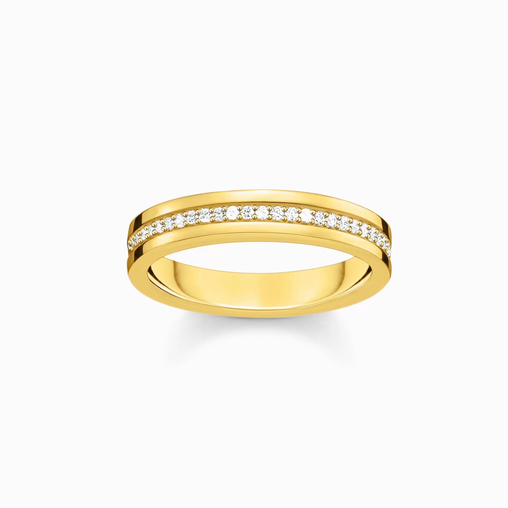 THOMAS SABO Yellow-gold plated band ring with white zirconia-Women Rings | 18-Carat Gold-Plating - 925 Silver