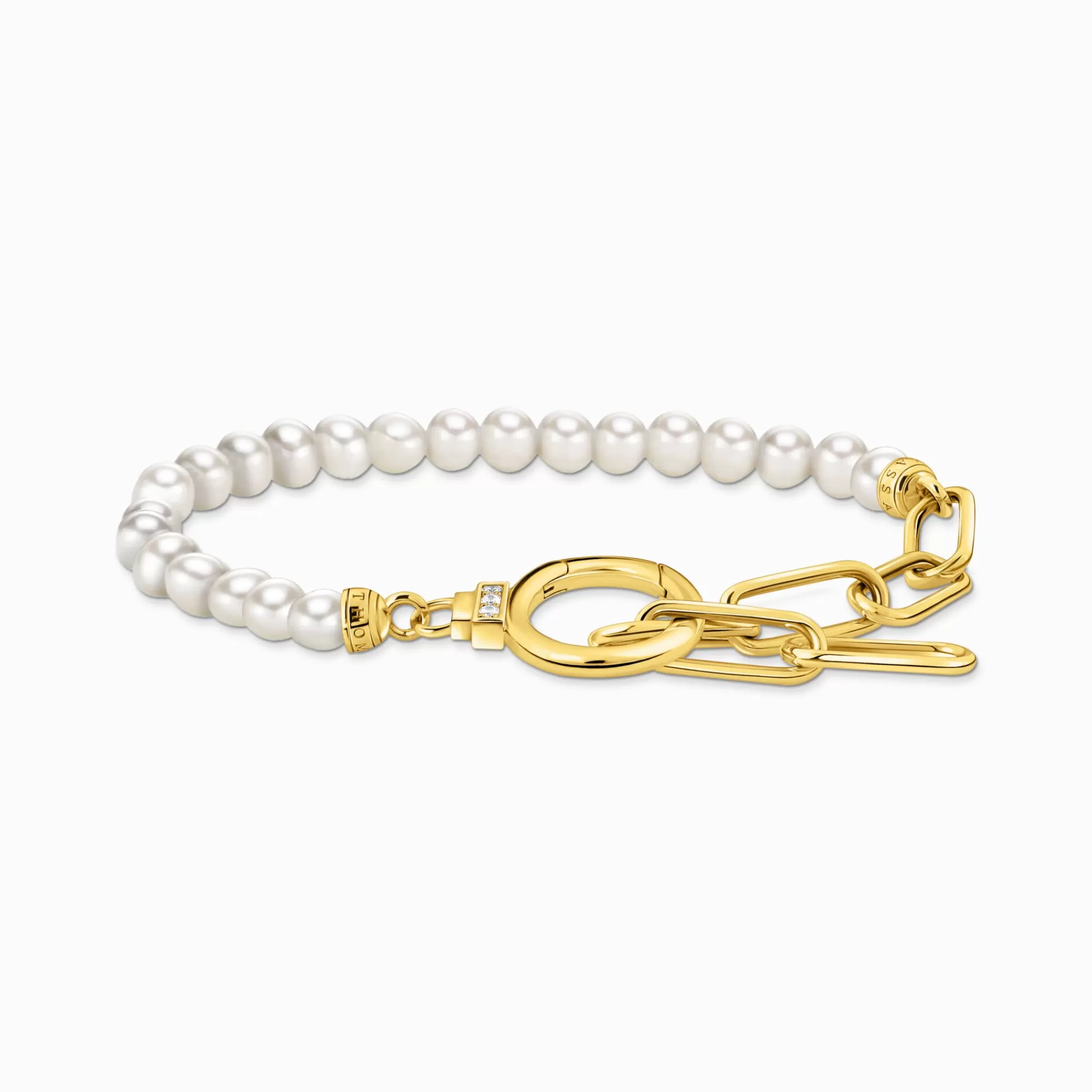 THOMAS SABO Yellow-gold plated bracelet with freshwater cultured pearls-Women Bracelets