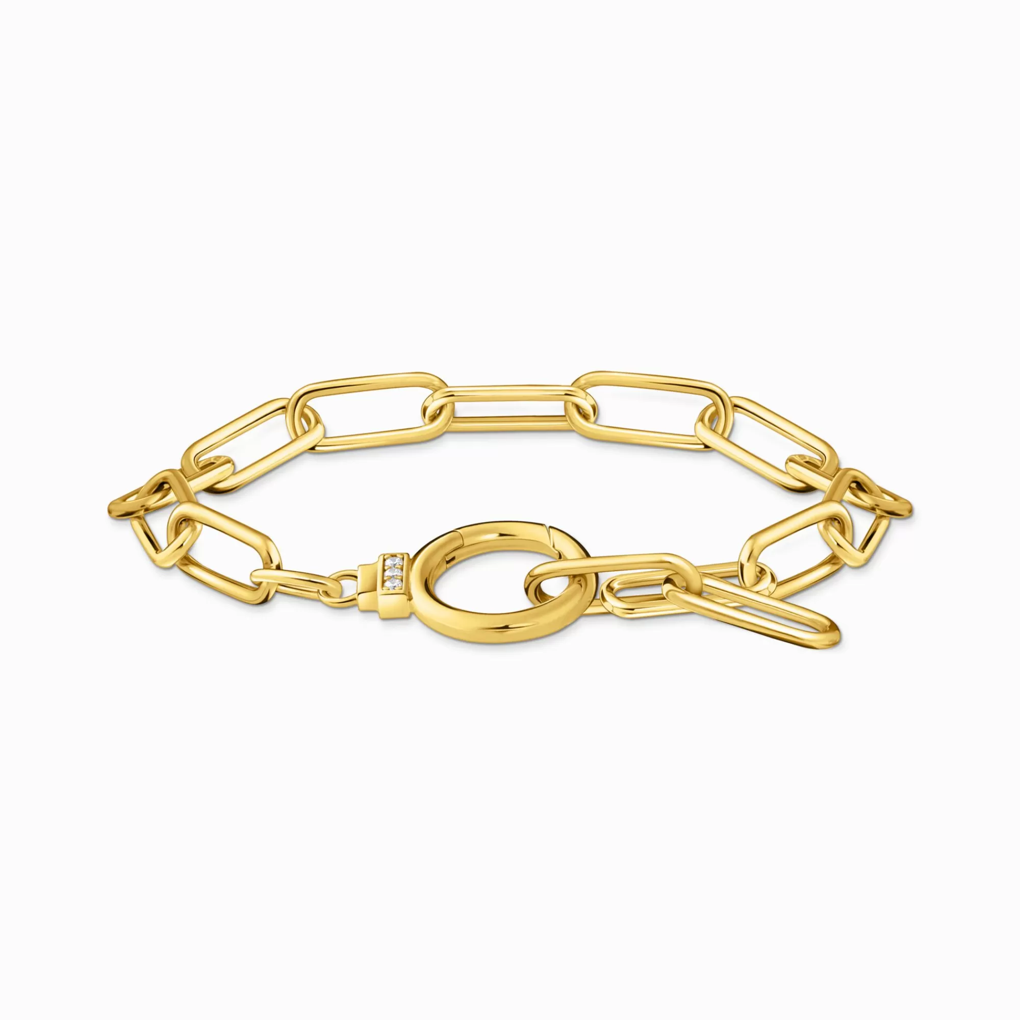 THOMAS SABO Yellow-gold plated link bracelet with zirconia and ring clasp-Women Bracelets | 18-Carat Gold-Plating - 925 Silver