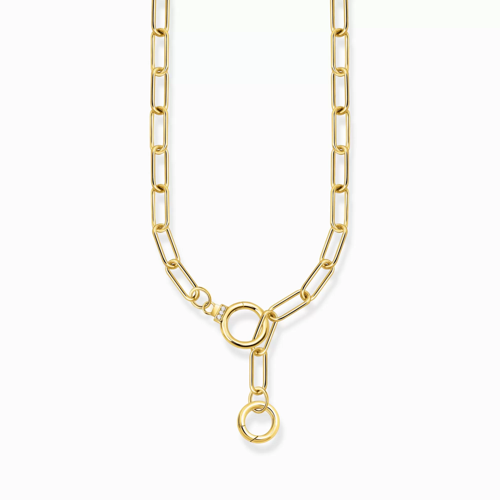 THOMAS SABO Yellow-gold plated link necklace with ring clasps and zirconia-Women Necklaces | 18-Carat Gold-Plating - 925 Silver