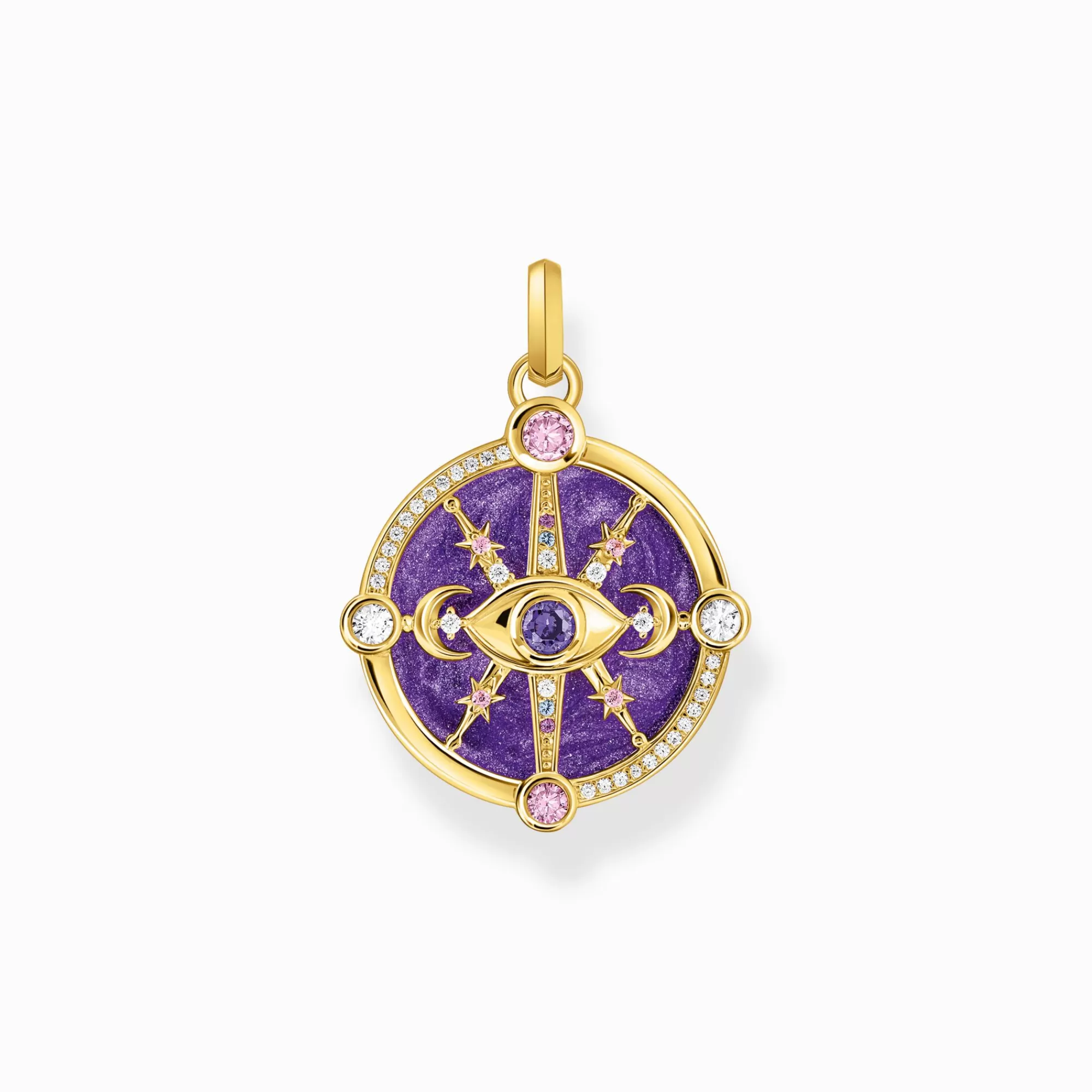 THOMAS SABO Yellow-gold plated pendant with cold enamel and colourful stones-Women Pendants | 18-Carat Gold-Plating - 925 Silver