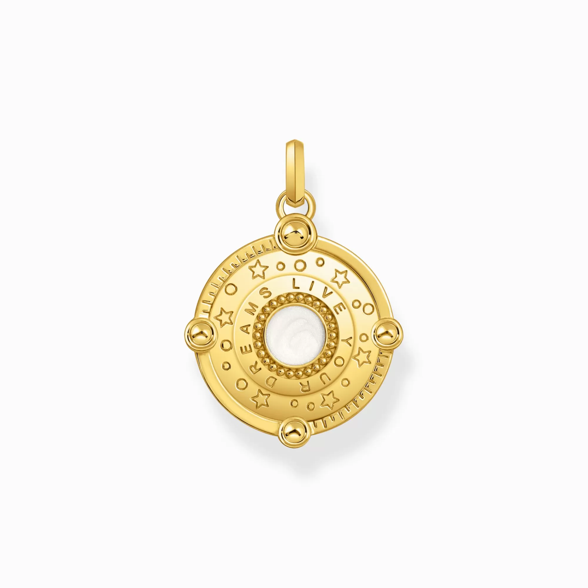 THOMAS SABO Yellow-gold plated pendant with crescent moon and various stones-Women Pendants | 18-Carat Gold-Plating - 925 Silver