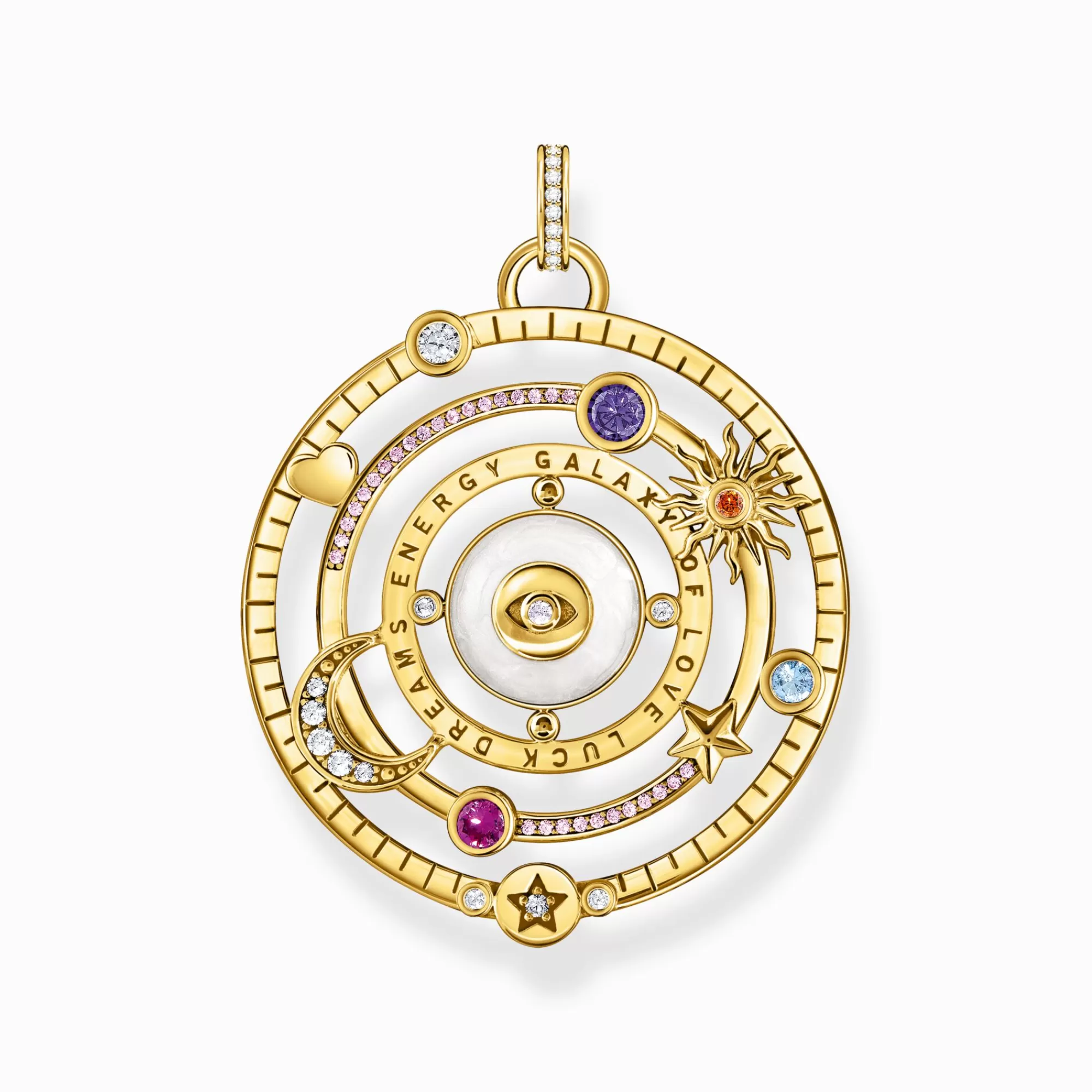 THOMAS SABO Yellow-gold plated pendant with half-ball and colourful stones-Women Pendants | 18-Carat Gold-Plating - 925 Silver