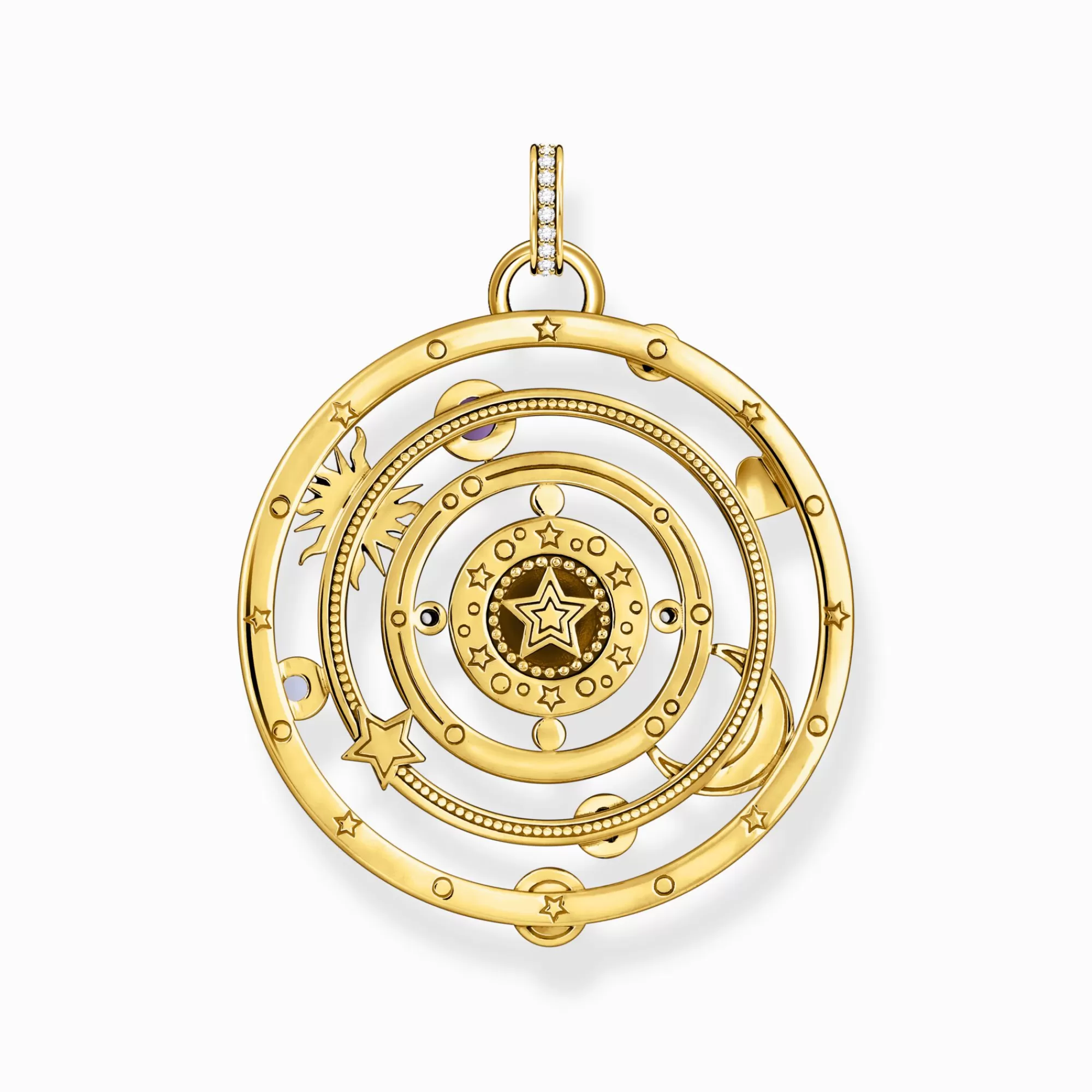 THOMAS SABO Yellow-gold plated pendant with half-ball and colourful stones-Women Pendants | 18-Carat Gold-Plating - 925 Silver