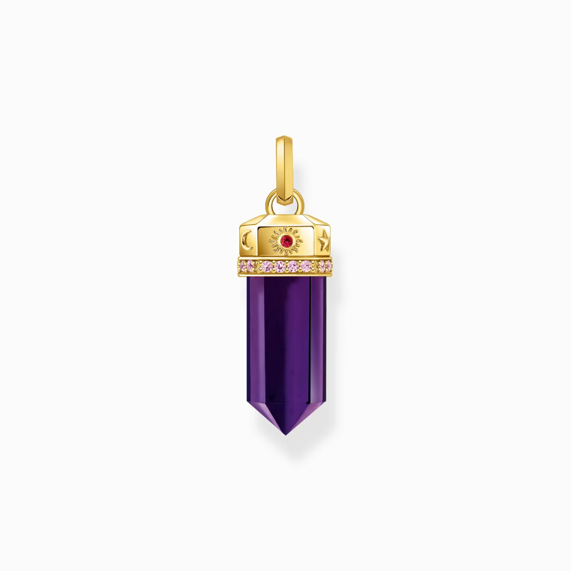 THOMAS SABO Yellow-gold plated pendant with imitation amethyst-Women Pendants | 18-Carat Gold-Plating - 925 Silver