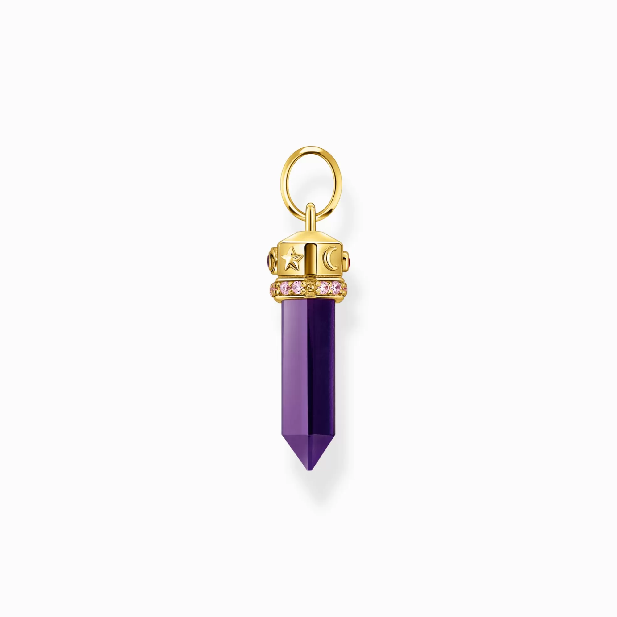 THOMAS SABO Yellow-gold plated pendant with imitation amethyst-Women Pendants | 18-Carat Gold-Plating - 925 Silver