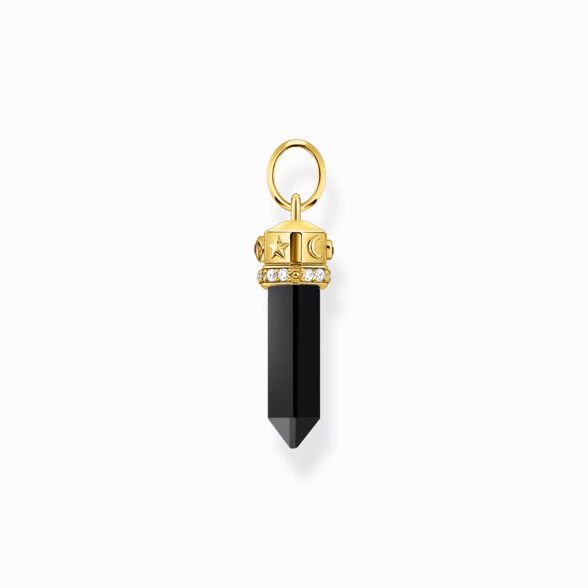 THOMAS SABO Yellow-gold plated pendant with onyx in hexagon-shape and stones-Women Pendants | 18-Carat Gold-Plating - 925 Silver