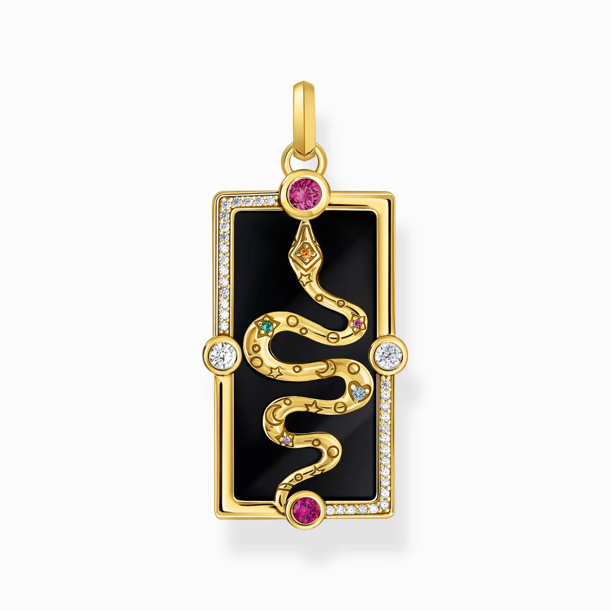 THOMAS SABO Yellow-gold plated pendant with snake, cold enamel and stones-Women Pendants | 18-Carat Gold-Plating - 925 Silver