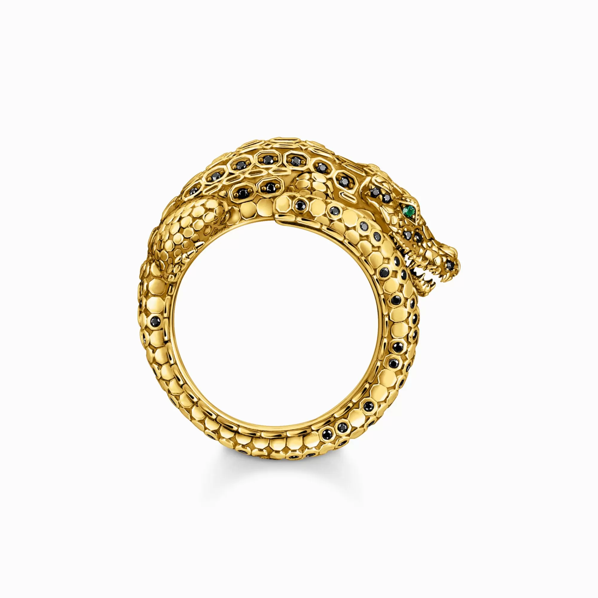 THOMAS SABO Yellow-gold plated ring with crocodile in 3D-Design-Women Rings | 18-Carat Gold-Plating - 925 Silver