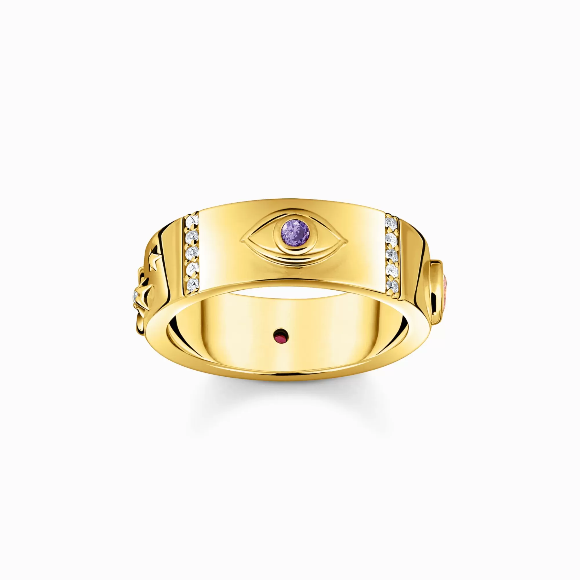 THOMAS SABO Yellow-gold plated ring with various cosmic motifs and stones-Women Rings | 18-Carat Gold-Plating - 925 Silver