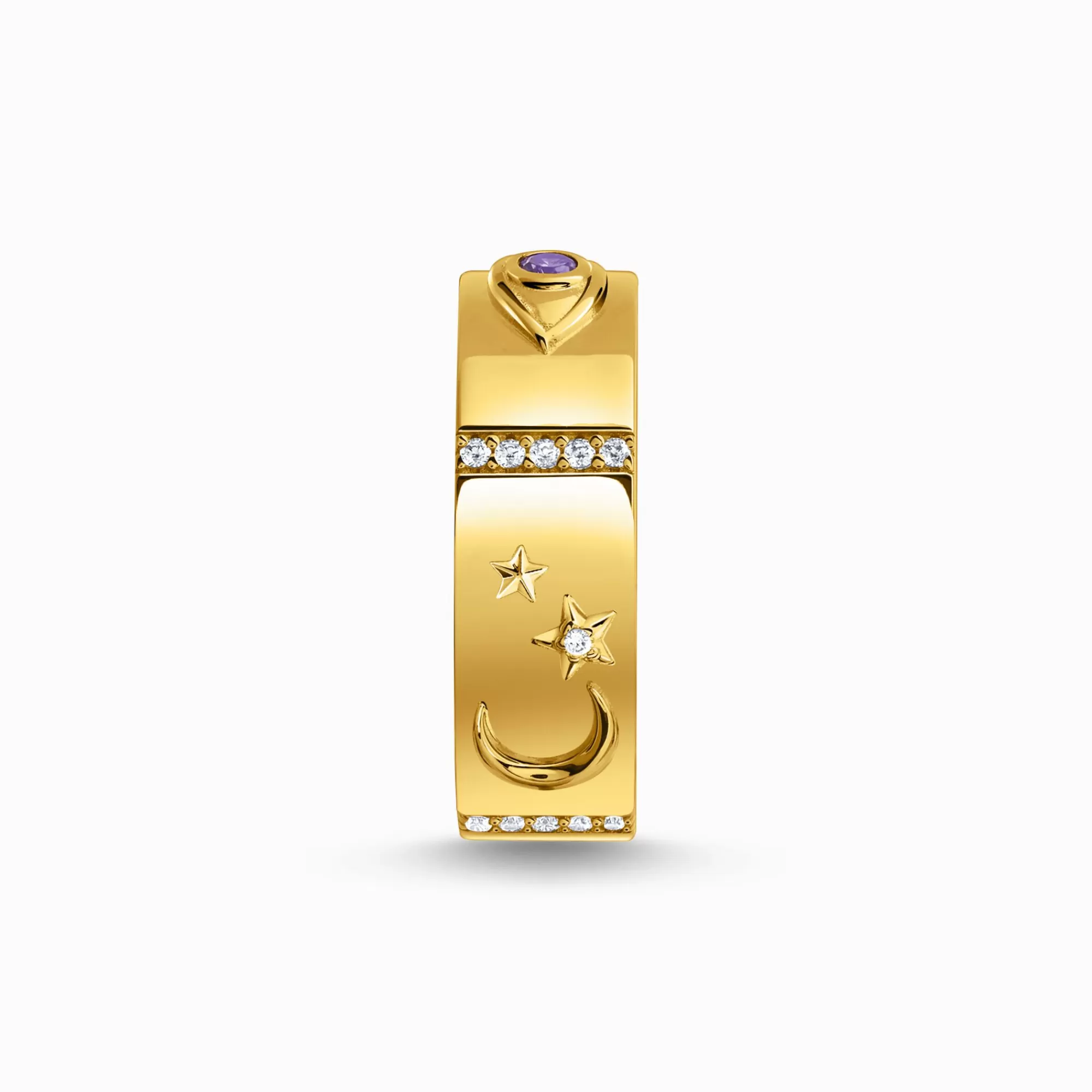 THOMAS SABO Yellow-gold plated ring with various cosmic motifs and stones-Women Rings | 18-Carat Gold-Plating - 925 Silver