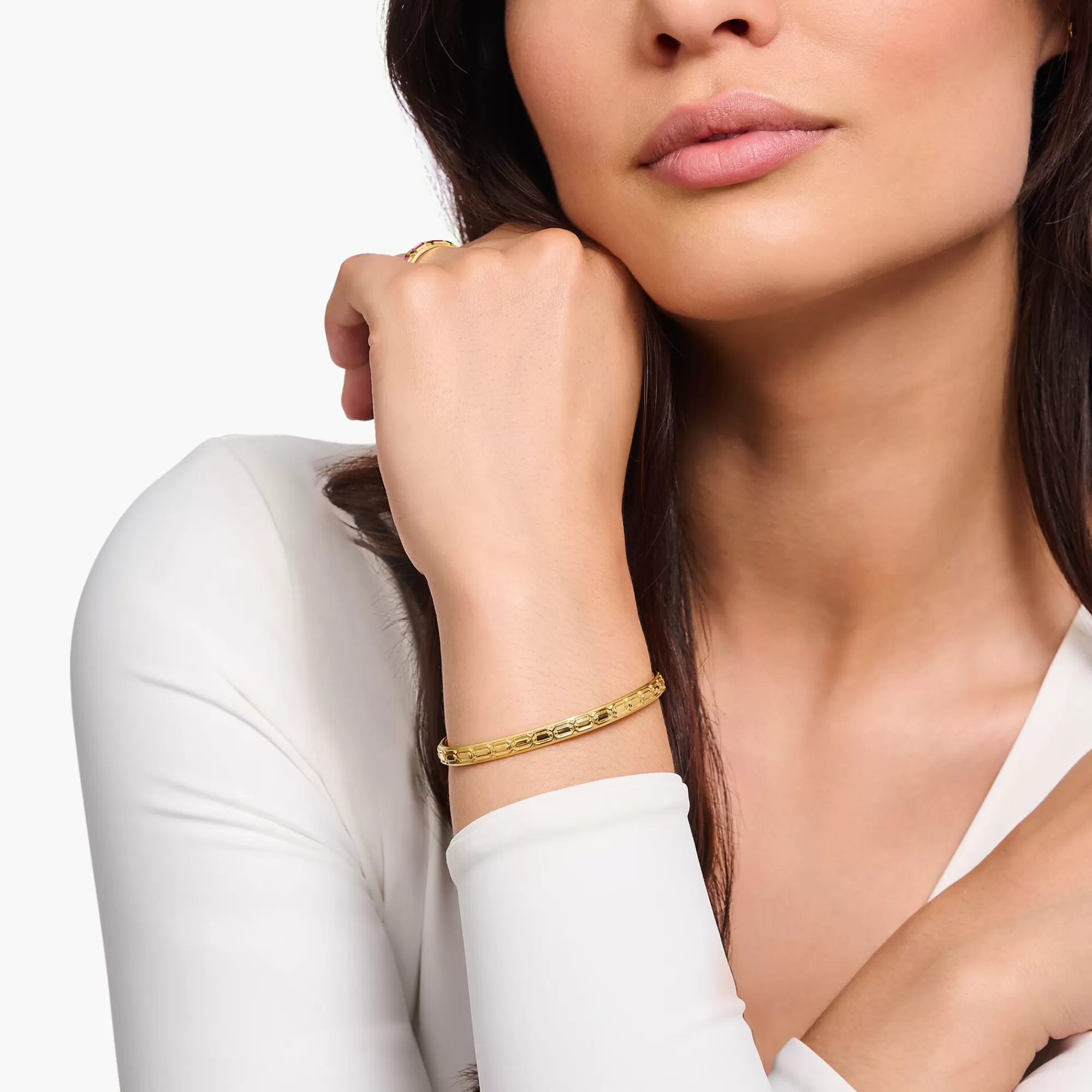 THOMAS SABO Yellow-gold plated slim bangle with crocodile detailing-Women Bangles | 18-Carat Gold-Plating - 925 Silver